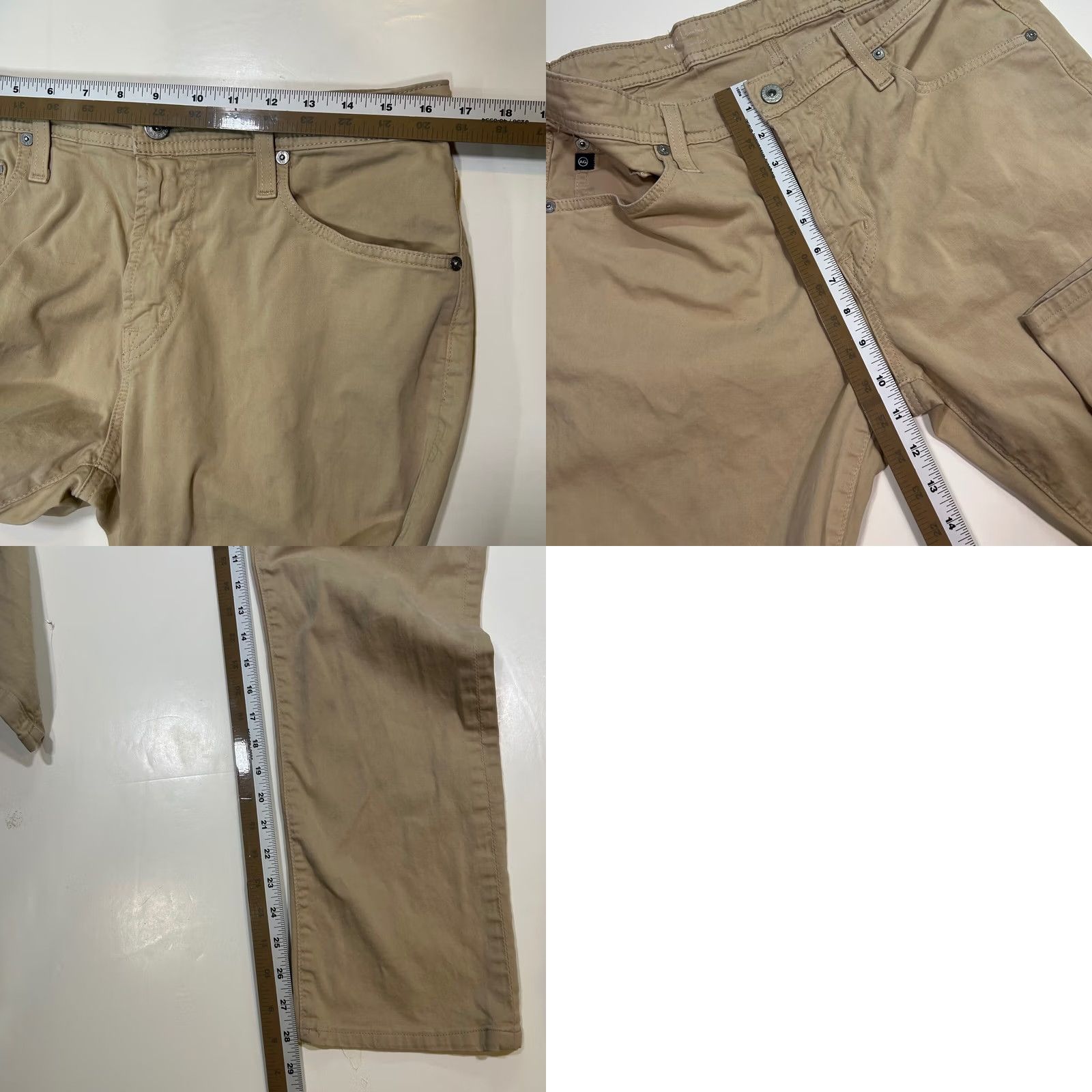 Vintage AG Adriano Goldschmied Everett Slim Straight Chino Pants Khaki Mens 33x34 Size US 33 - 8 Thumbnail