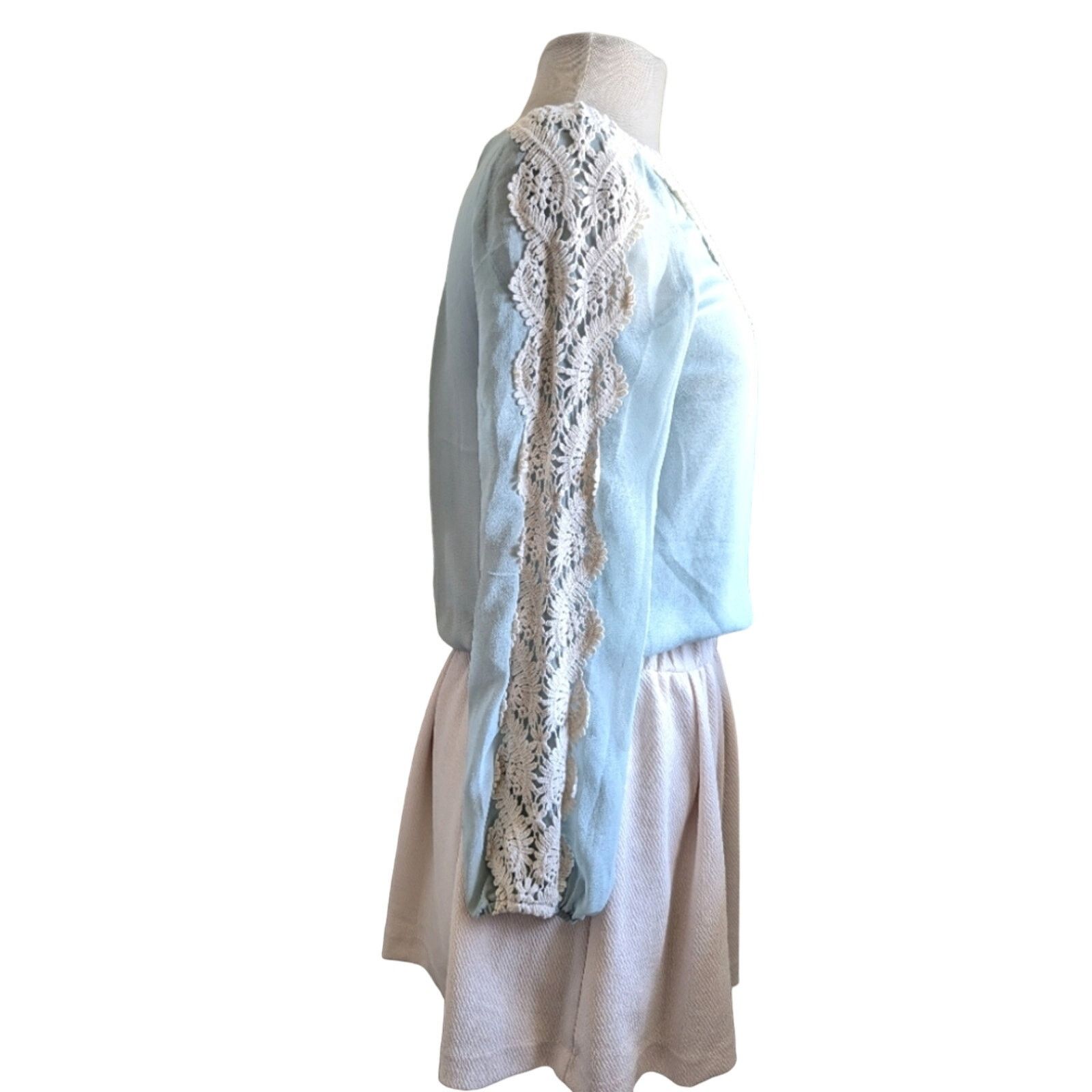 Japanese Brand Laguna Moon Chiffon & Lace Mini Dress Women's Size Small Size S / US 4 / IT 40 - 2 Thumbnail