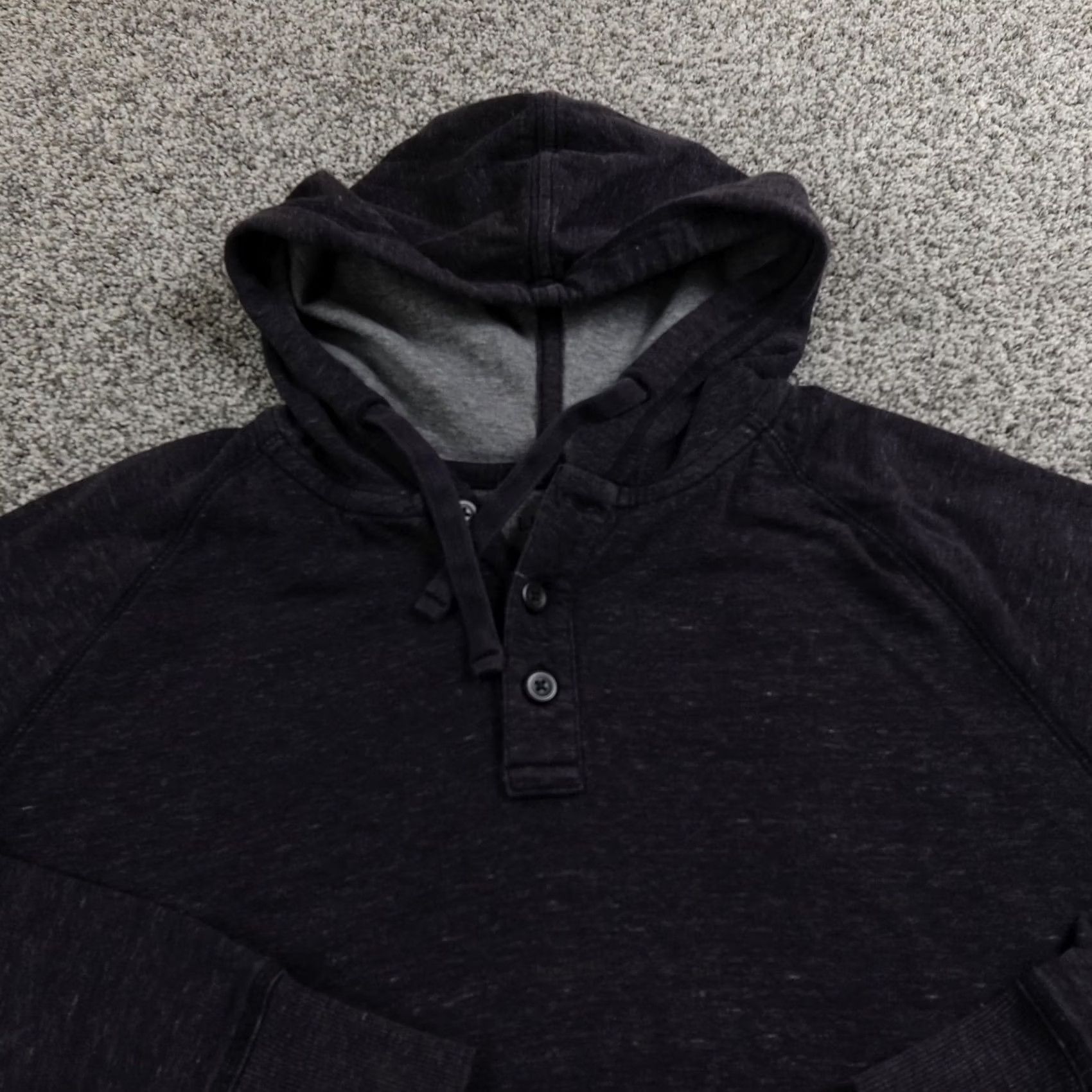 Vintage L.L. Bean Hoodie Mens L Gray Henley Sweatshirt Kangaroo Outdoor Hiking Pocketed Buttoned Solid Cotton Nylon Size US L / EU 52-54 / 3 - 3 Thumbnail