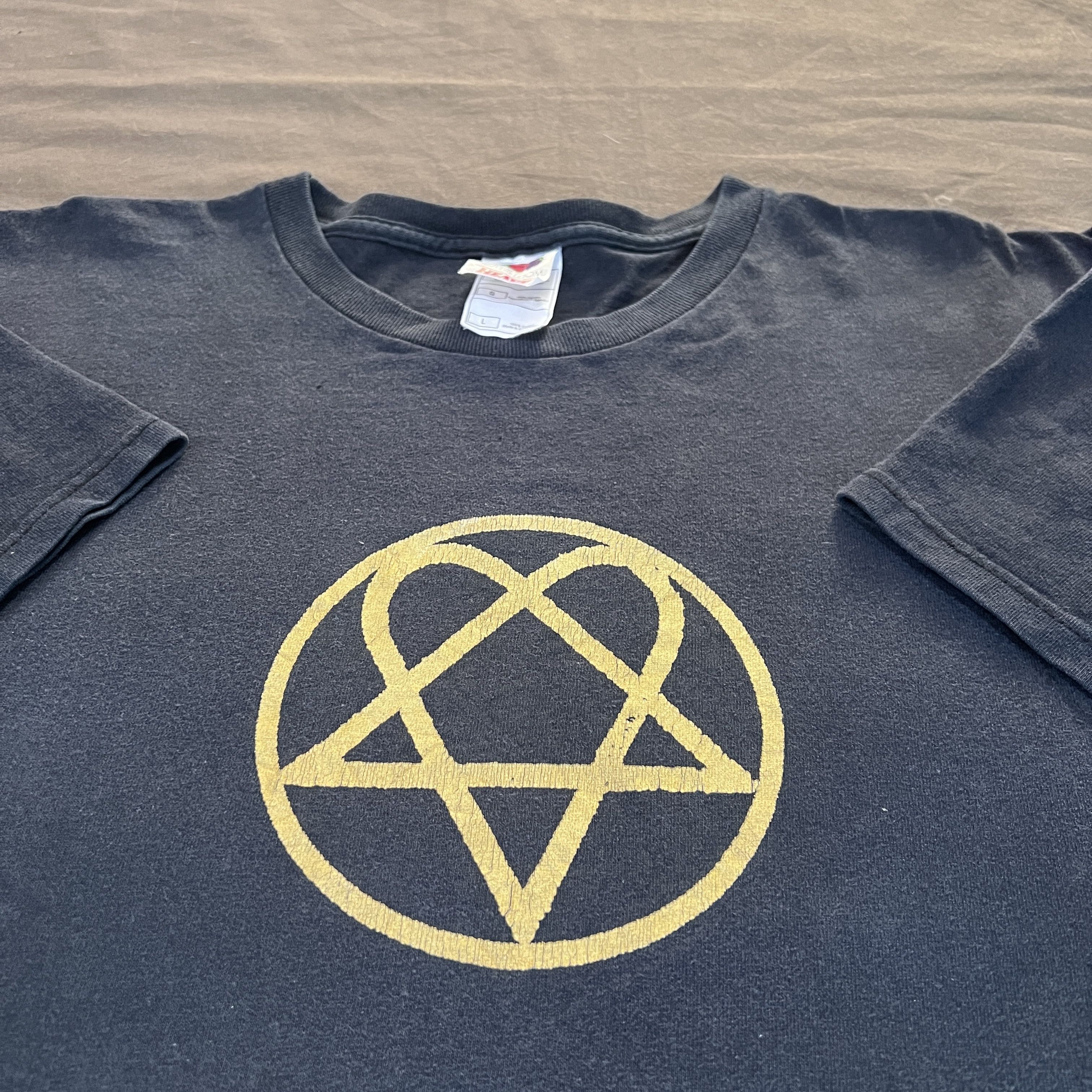 Band Tees × Seditionaries × Vintage Vintage Y2K 2000s HIM logo Promo Tee Faded Gothic metal Size US L / EU 52-54 / 3 - 1 Thumbnail