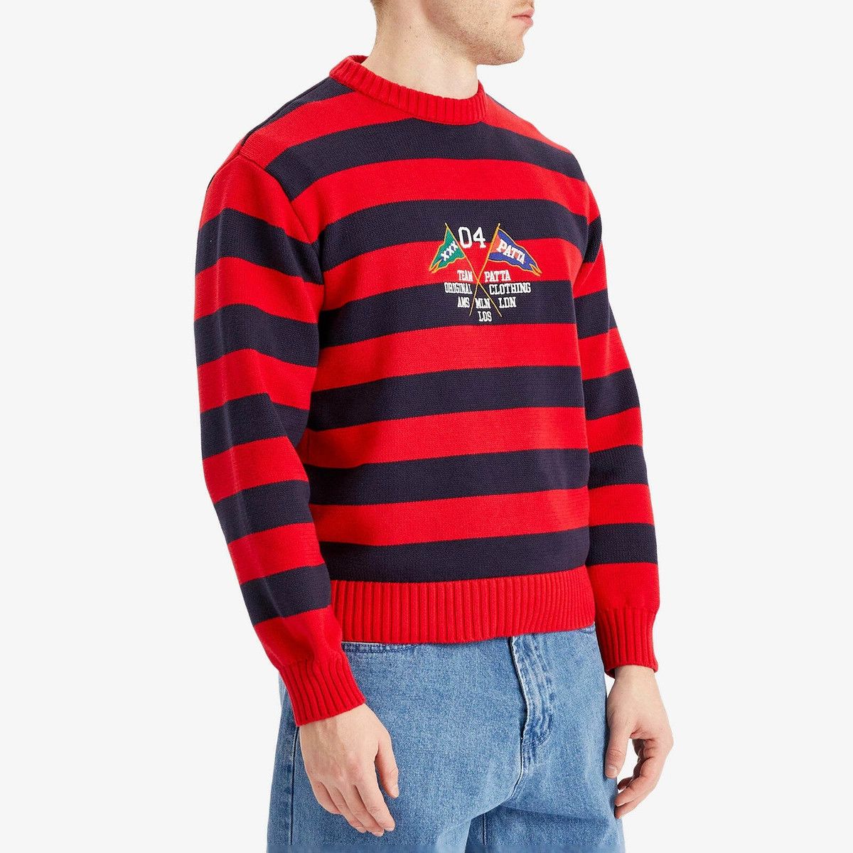 Patta o1mle1025 Patta Striped Flag Knitted Sweater in Red/Navy Size US M / EU 48-50 / 2 - 2 Thumbnail