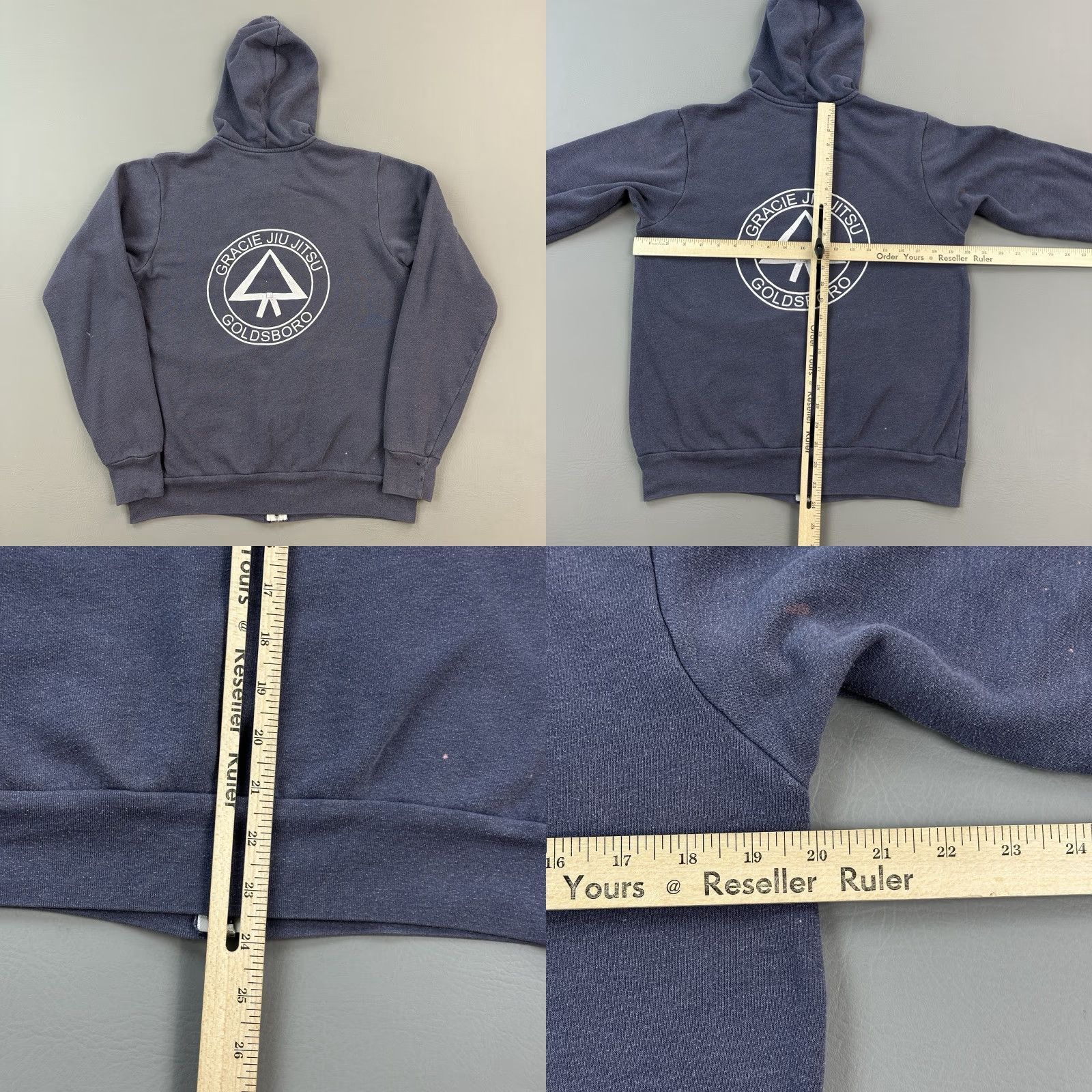 Vintage Gracie Jiu Jitsu Hoodie Women's Medium Blue Fleece Full Zip Bella + Canvas Shirt Adult Women Regular Blue Size M / US 6-8 / IT 42-44 - 9 Thumbnail