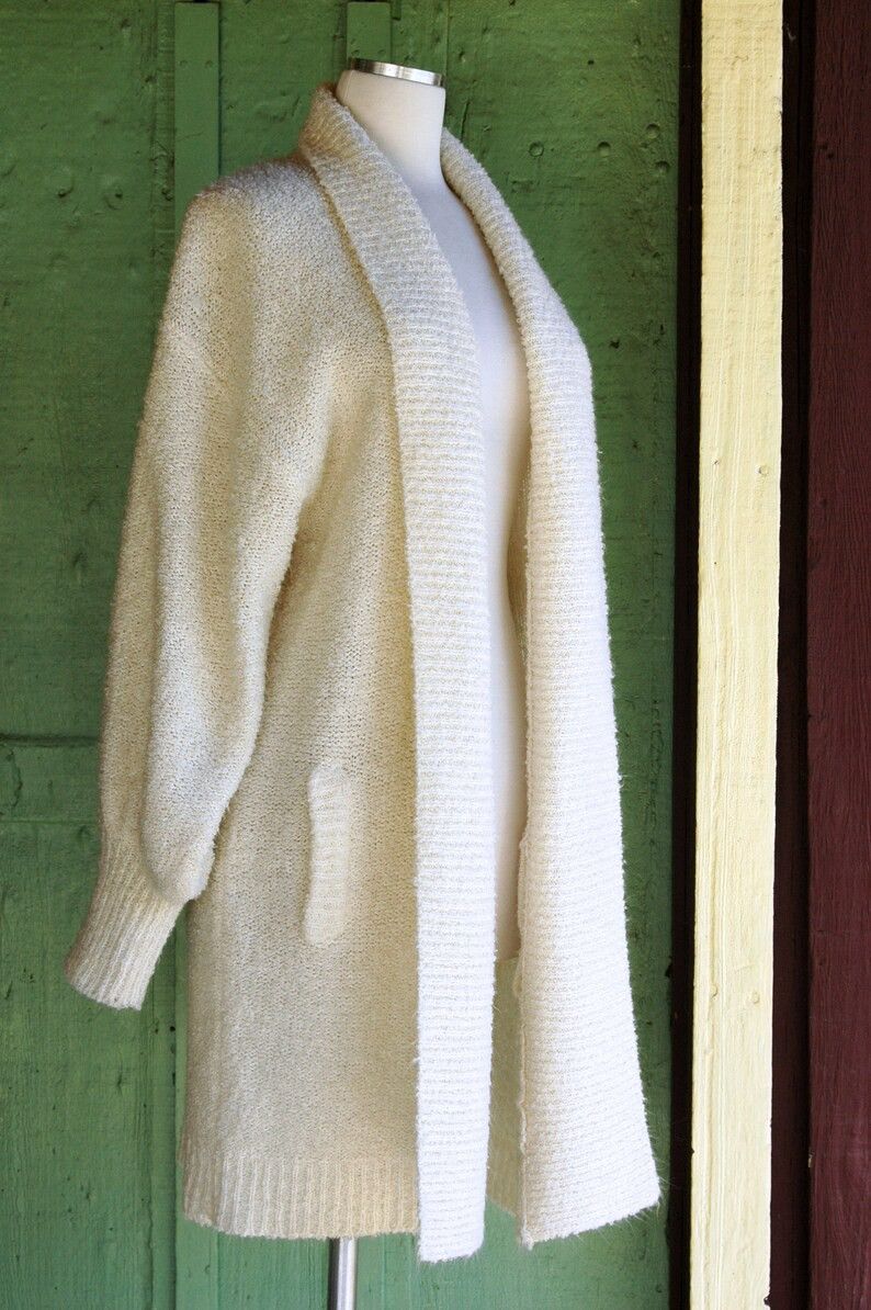 Robinson Les Bains Vintage 80’s Robinsons Cream Knit Long Sleeve Cardigan Size M / US 6-8 / IT 42-44 - 5 Thumbnail