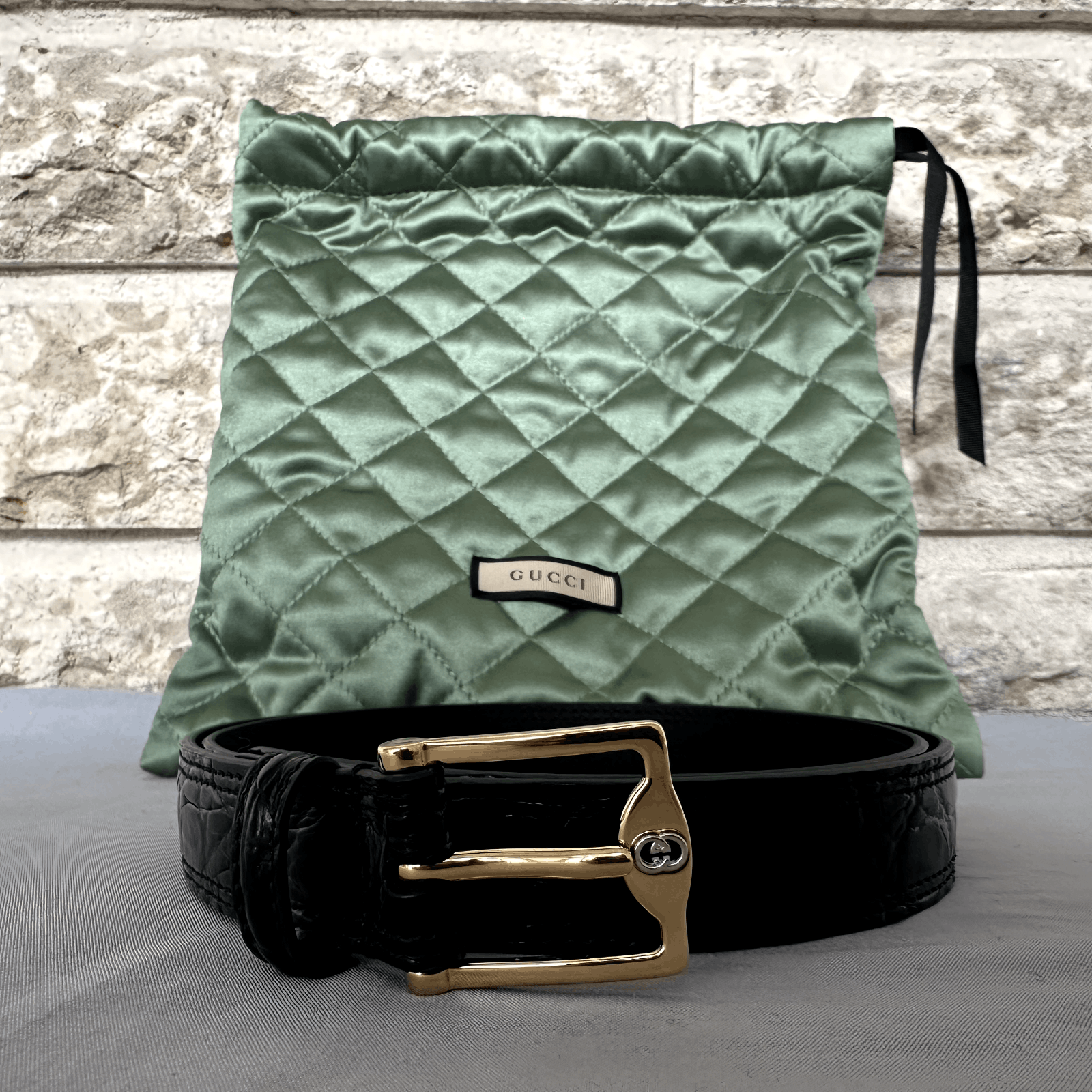 Gucci Gucci GG Crocodile Leather Belt Size 95 Black Alligator Cai Size ONE SIZE - 1 Thumbnail
