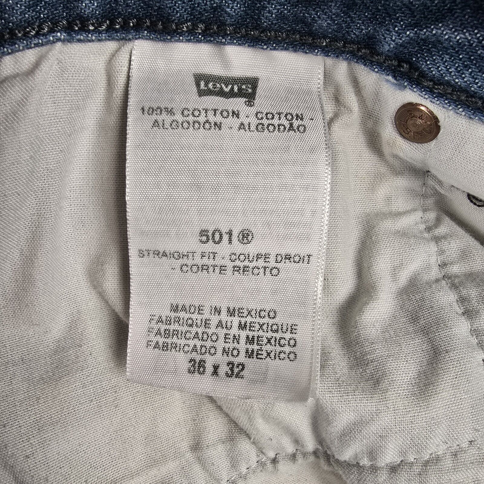 Levi's Levis 501 Denim Jeans Mens 36x32 Aqua Teal Blue (34x28) Size US 36 / EU 52 - 6 Thumbnail