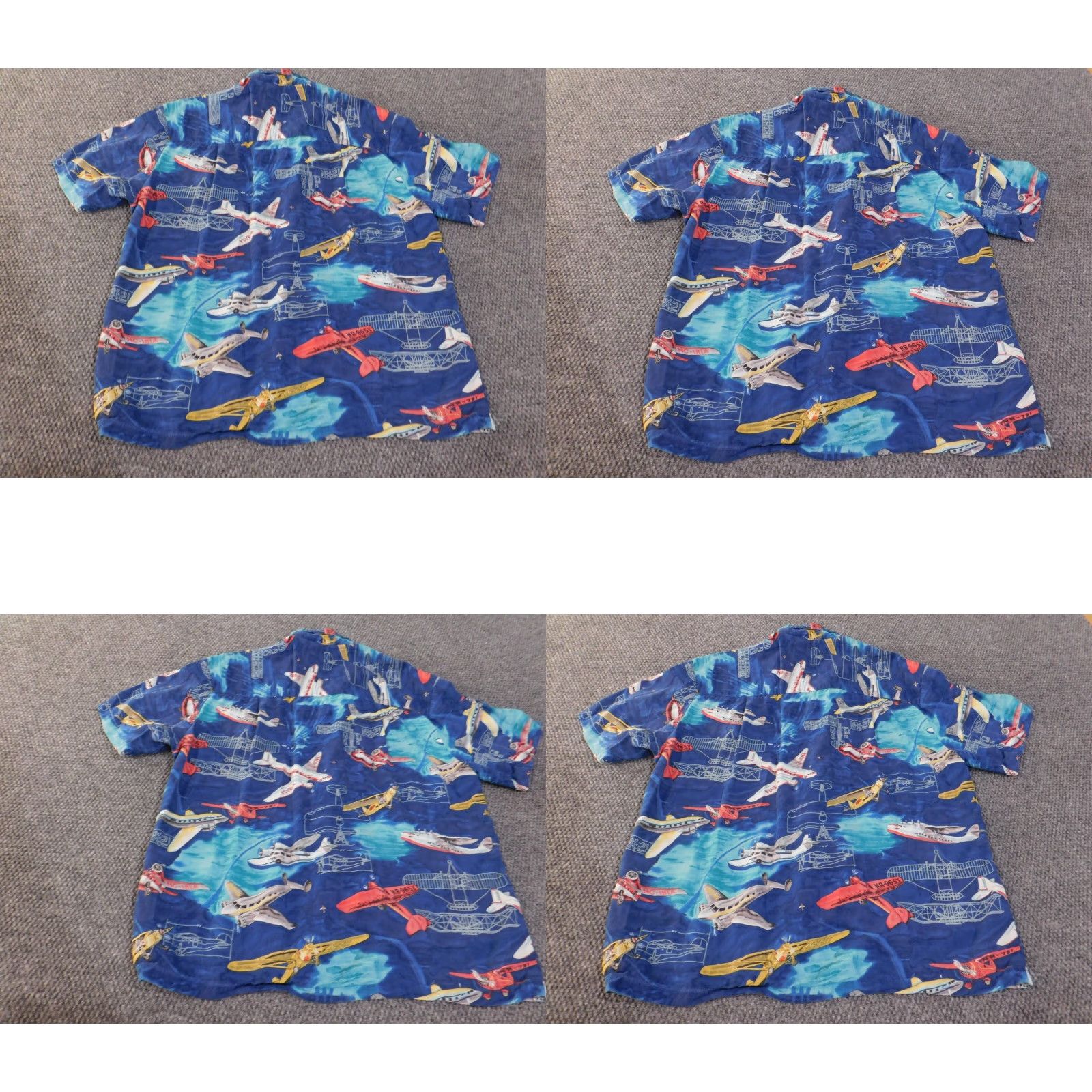 Paradise Paradise Hawaiian Shirt Men Large Blue Planes Island Airplanes Button Up Short Sleeve Collared Cotton Knit Size US L / EU 52-54 / 3 - 8 Thumbnail