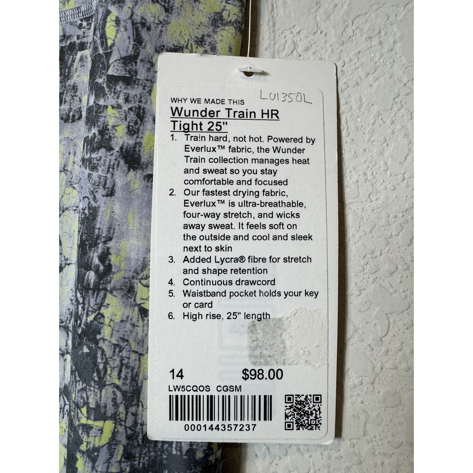 Lululemon Lululemon Wunder Train HR Tight 25” Everlux Grey Yellow 14 Size 36" / US 14 / IT 50 - 2 Thumbnail