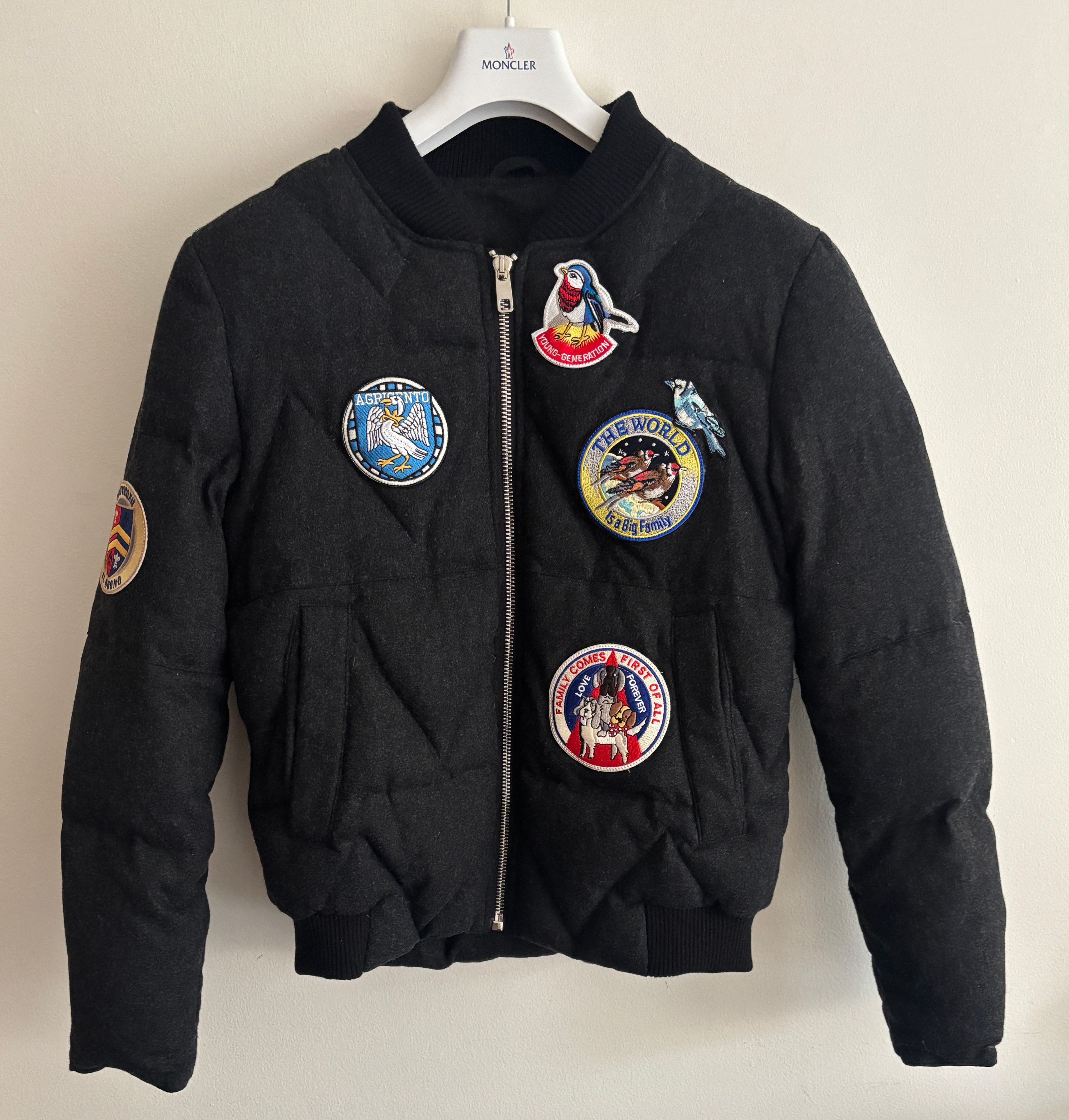 Dolce & Gabbana Bird, Dog Patch Wool Down Bomber Jacket - 48 S- M Size US M / EU 48-50 / 2 - 1 Thumbnail