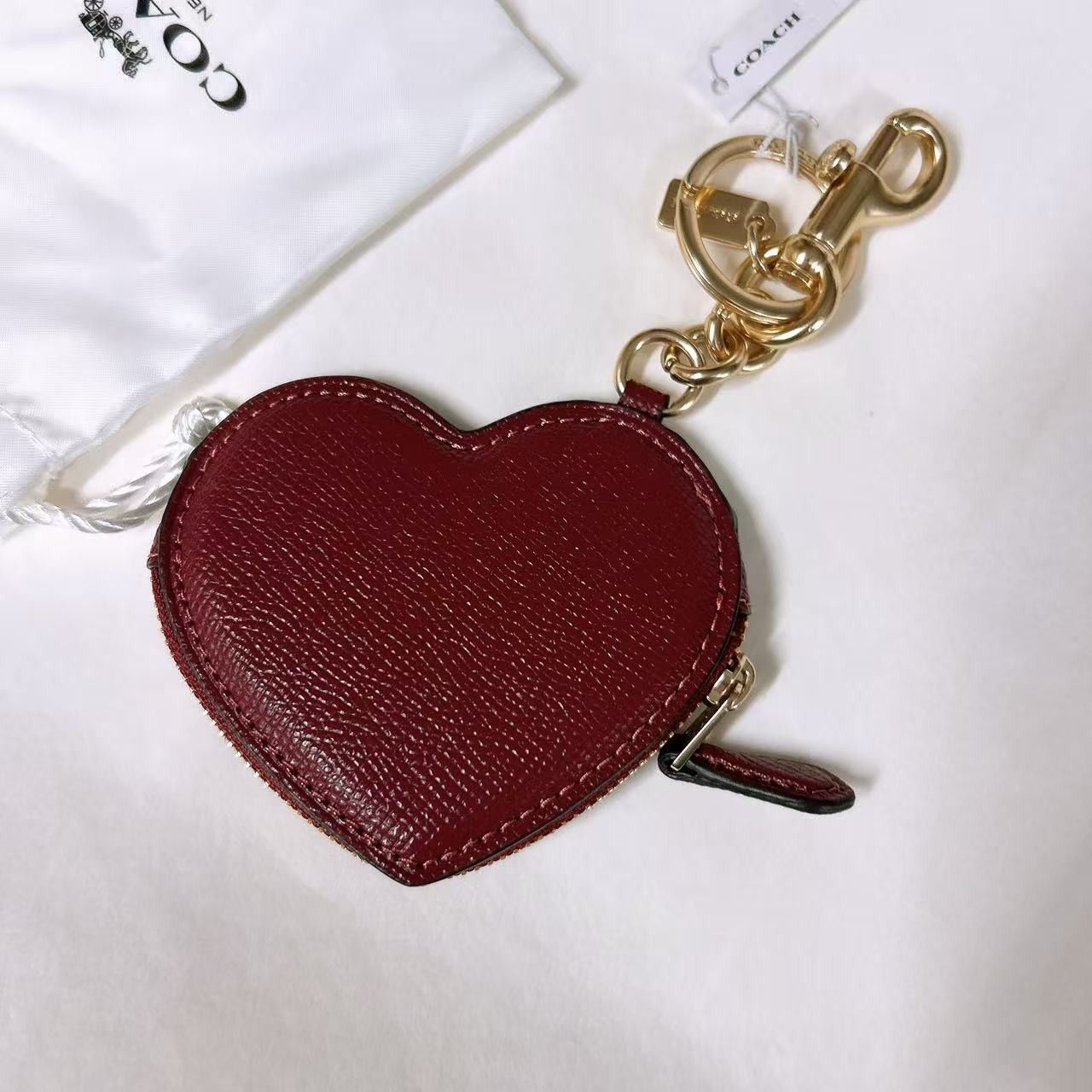 Coach Coach CP368 Heart Bag Charm IN Gold/Dark Ruby Size ONE SIZE - 2 Thumbnail