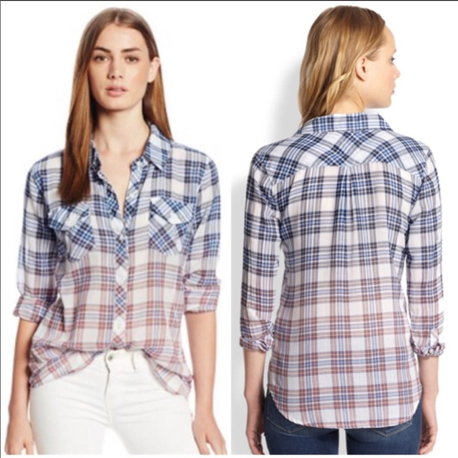 Rails RAILS Ombre White Blue Purple Plaid Button Blouse Shirt Size M / US 6-8 / IT 42-44 - 9 Thumbnail
