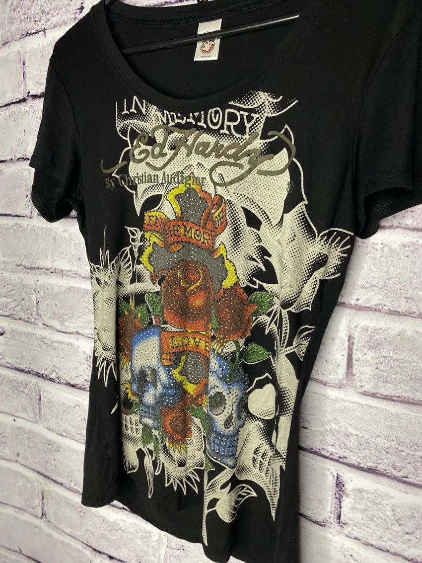 Ed Hardy Vintage Ed Hardy By Cristian Audigier Overprint Logo Tee Size XL / US 12-14 / IT 48-50 - 2 Thumbnail