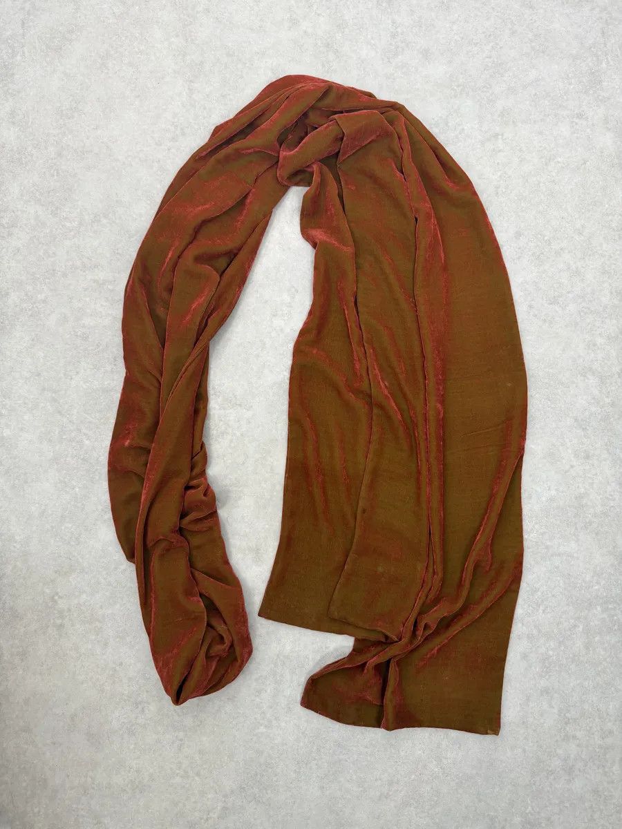 Comme des Garcons 1990s Comme des Garçons Dark Orange Velvet Scarf Size ONE SIZE - 8 Thumbnail
