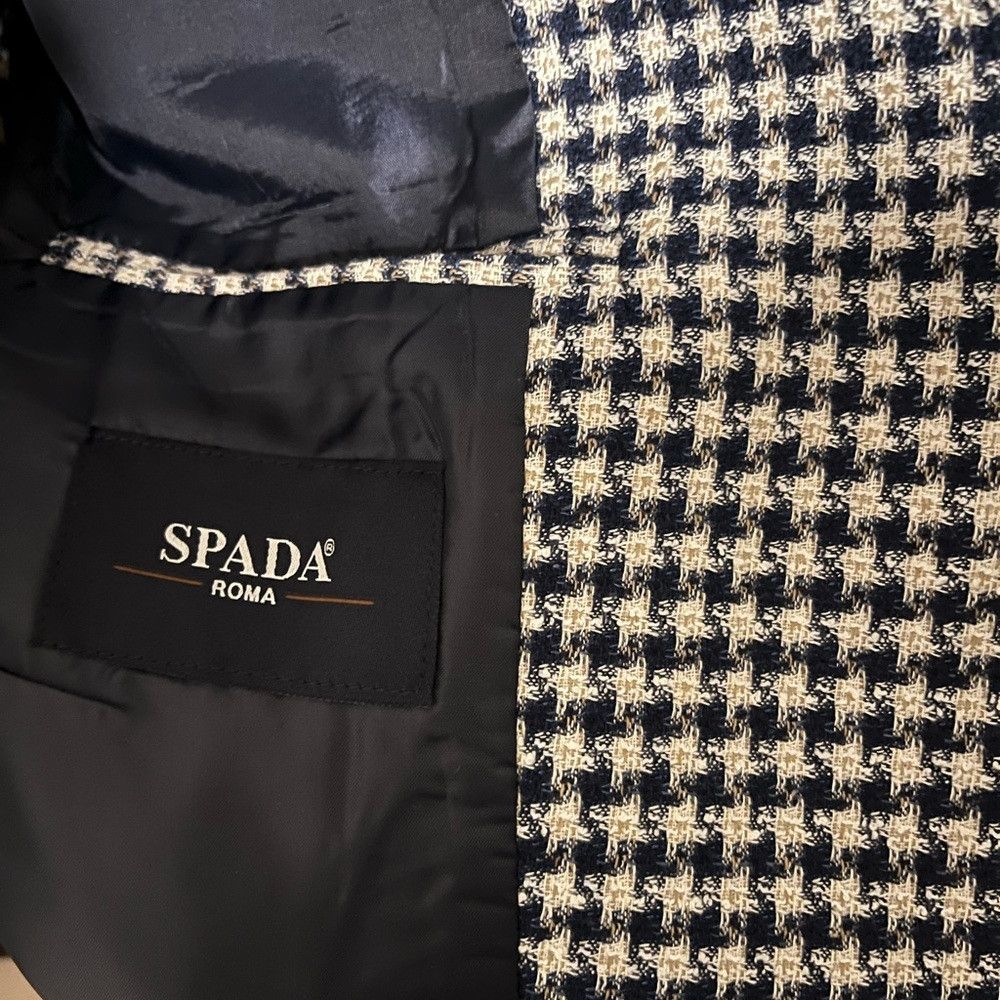Other Spada houndstooth blazer in linen and cotton blend. Navy an Size 44R - 3 Thumbnail