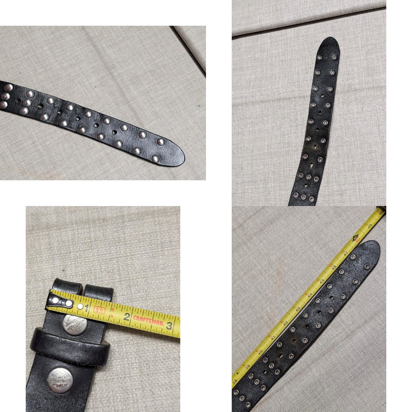 Harley Davidson VINTAGE Harley-Davidson belt 42 leather studded punk western belt Men 42 Black Studded Concho 1990s Size 42 - 9 Thumbnail