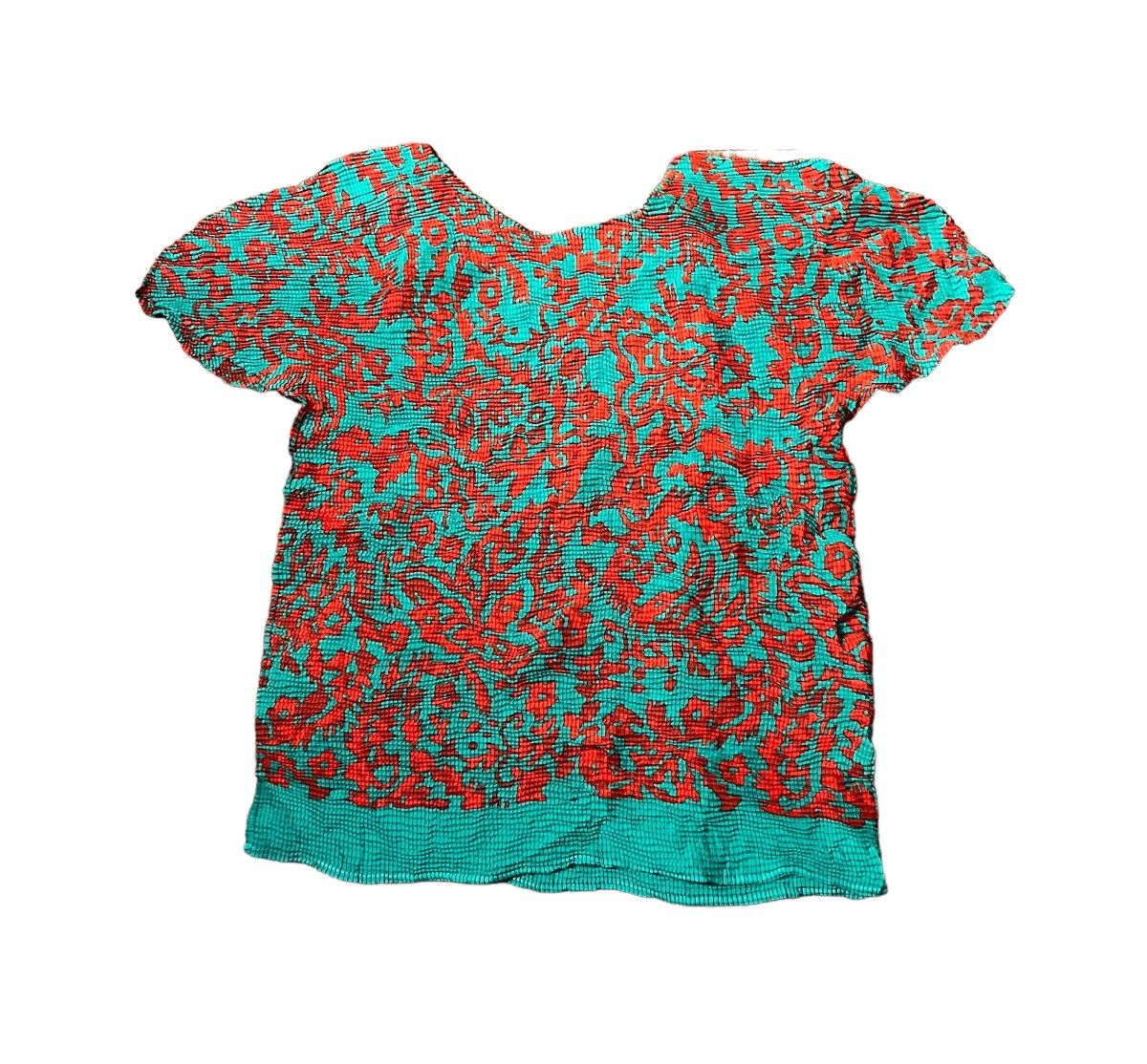 Vintage issey miyake me pleats two tone abstract print tee