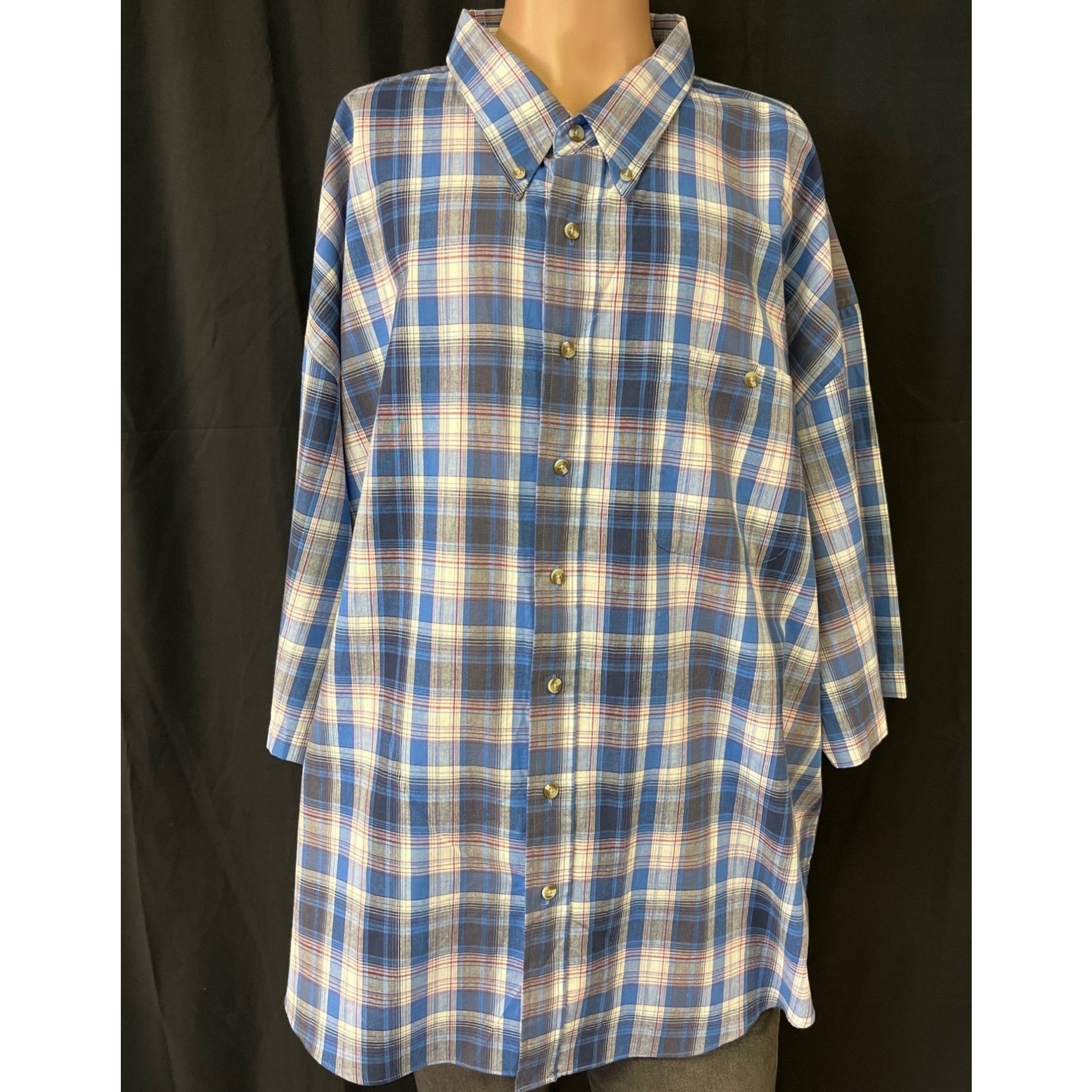 Other Raider Men's Blue Plaid Shirt/Button Up Sz 5X SKU 4637 Size US XXL / EU 58 / 5 - 1 Thumbnail