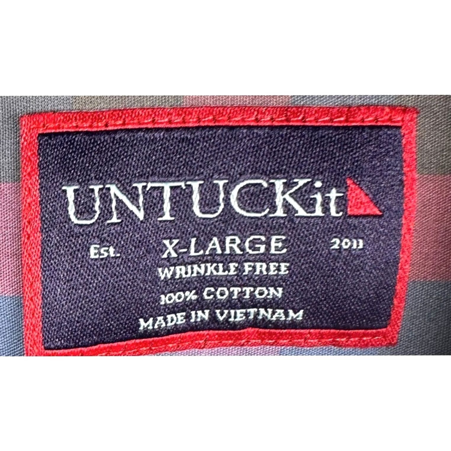 UNTUCKit UNTUCKit Shirt Mens XL Red Blue Buffalo Check Button Up Long Sleeve Pocket Casual Size US XL / EU 56 / 4 - 4 Thumbnail