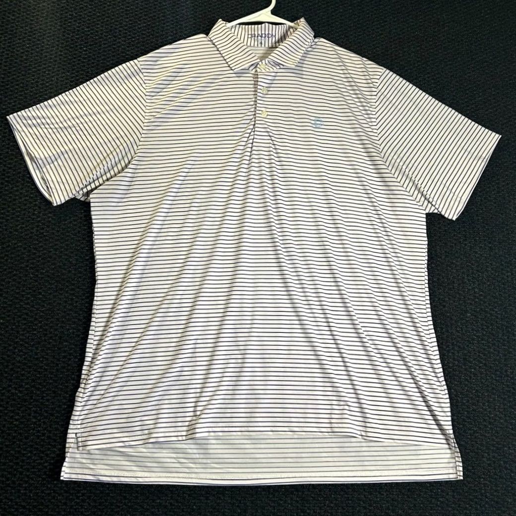 Vintage Draddy Sport Golf Polo Shirt Mens XL White Stripe Dry Fit Performance Shirt Size US XL / EU 56 / 4 - 2 Thumbnail