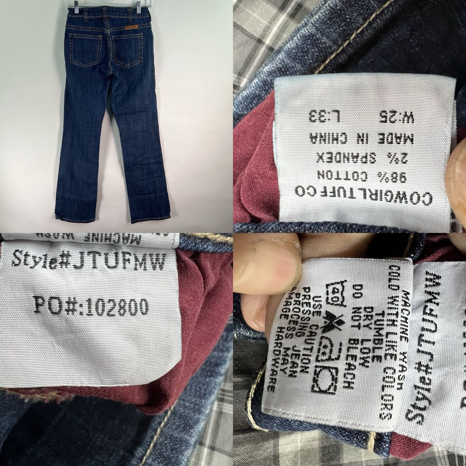 Vintage Cowgirl Tuff Jeans Women Women's Medium Wash Just Tuff 36 Tall W36 x L35 Bootcut Western Stretch 90s? Size 25" / US 0 / IT 36 - 8 Thumbnail