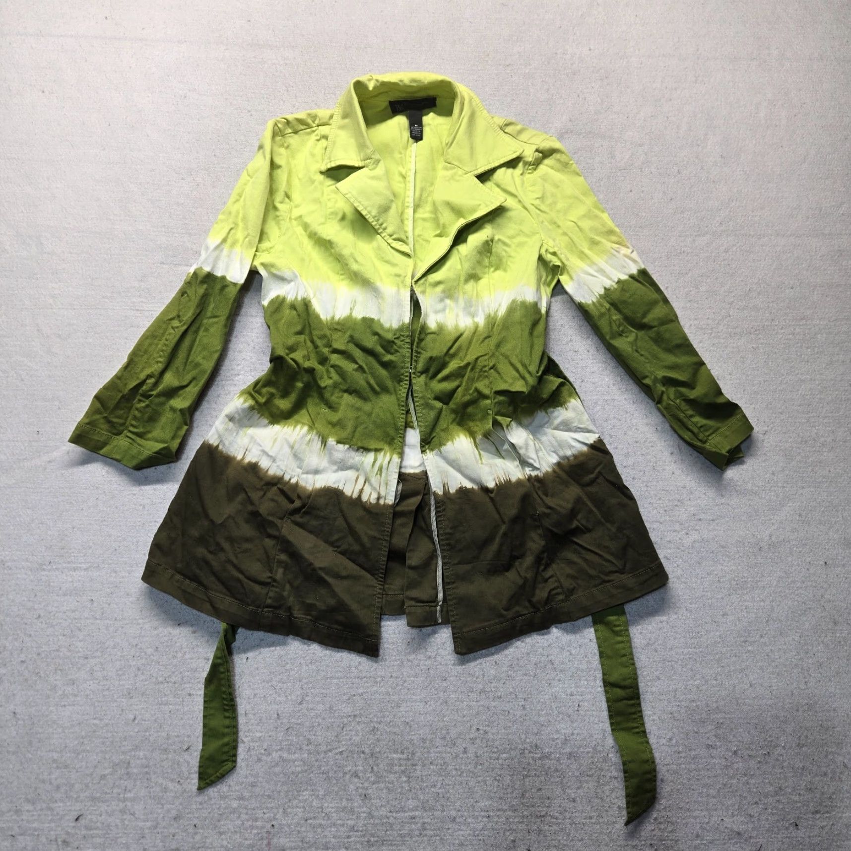 Vintage INC International Concepts Jacket Women M Green Lightweight Front Clip Closure, Medium, Cotton Blend, Fall Spring Summer, Overcoat, Jacket Womens Size M / US 6-8 / IT 42-44 - 2 Thumbnail