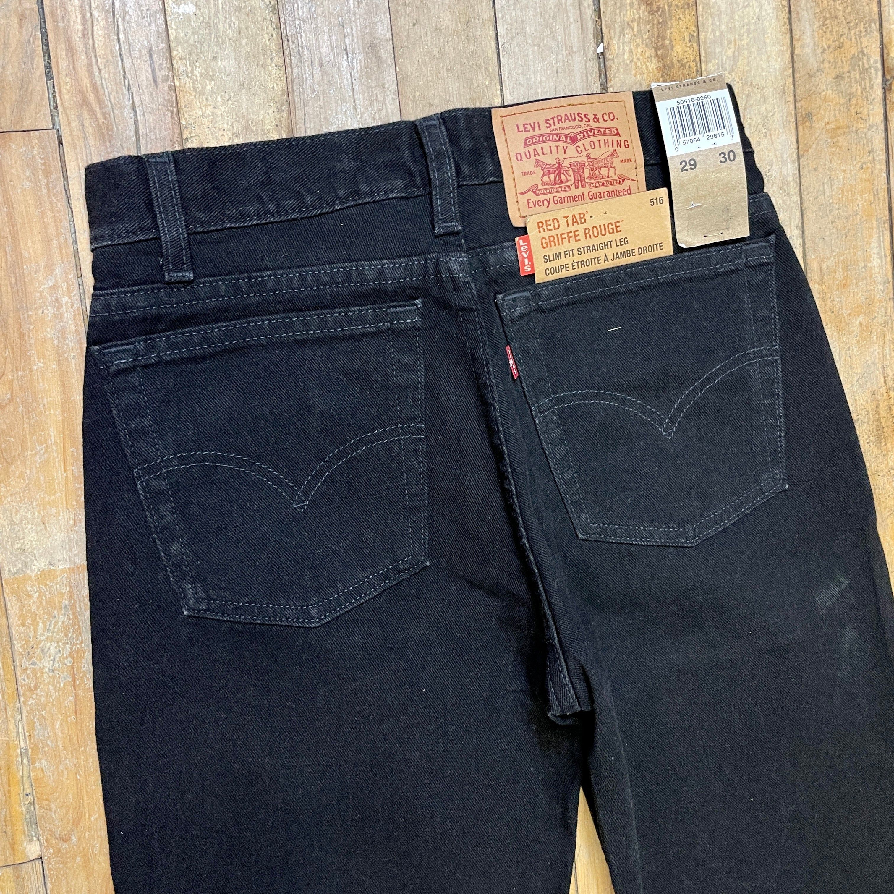 Levi's Deadstock Vintage Levi's Black 516 Slim Fit Straight Leg Denim Jeans Made In Canada 29" Waist Size US 29 - 4 Thumbnail