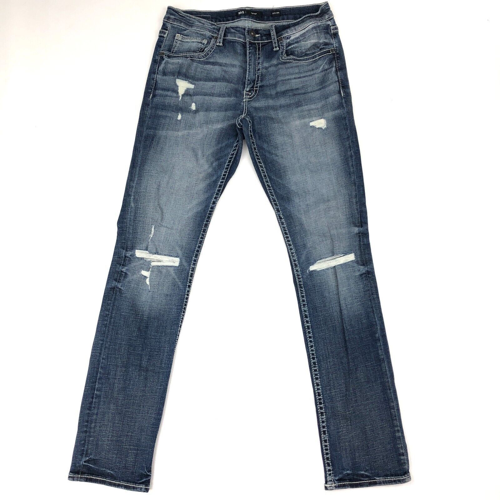 Vintage BKE Mason Light Wash Distressed Blue Slim Jeans Size 33x34 Size US 33 - 1 Thumbnail