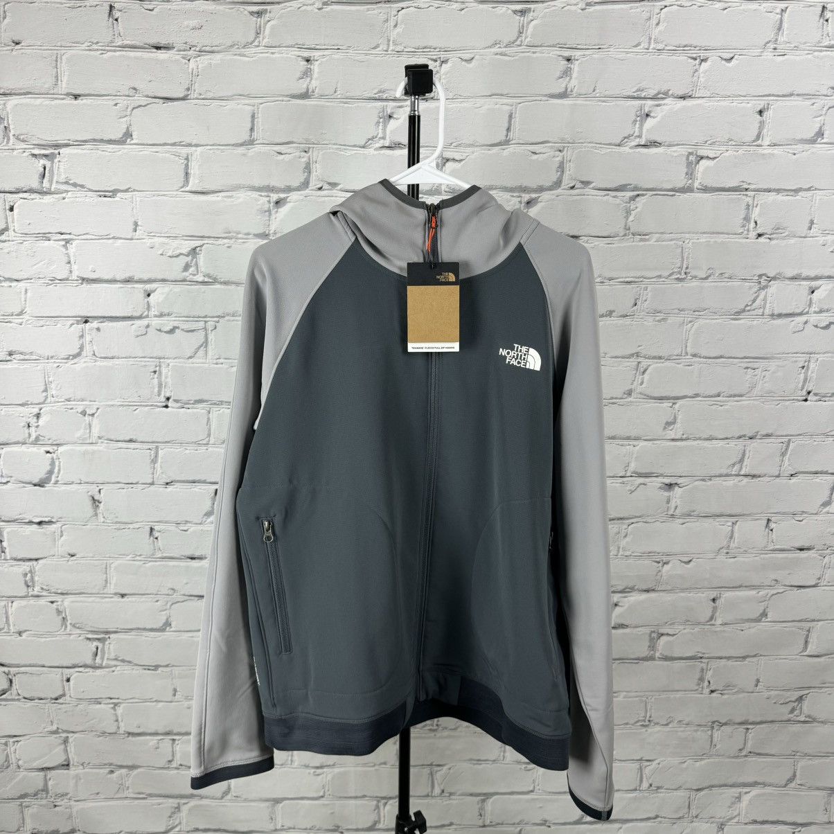 image of Mens The North Face Tekware Full Zip Fleece Hoodie in Grey (Size Large)