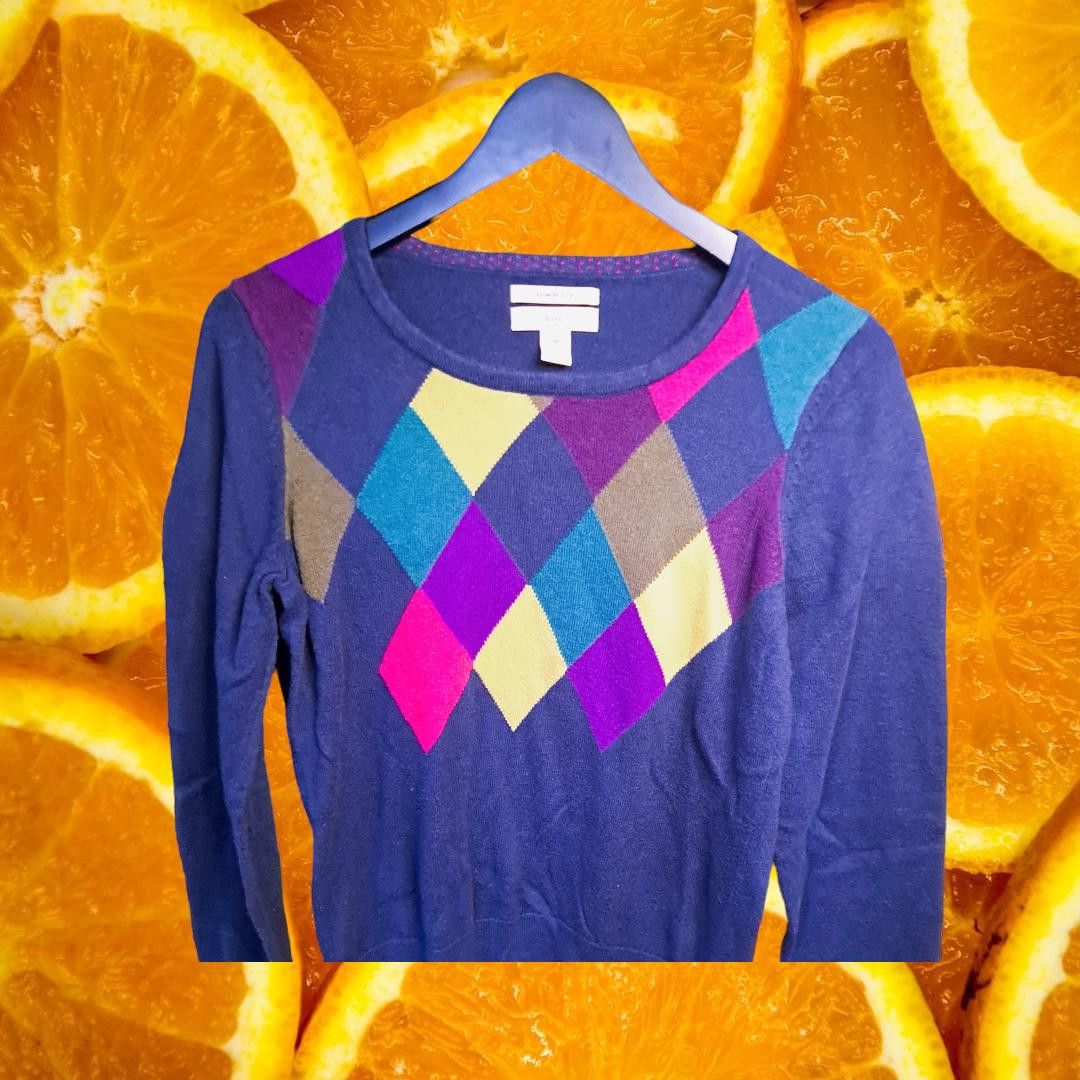 G.H. Bass & Co. GH Bass & Co Blue Colorful Argyle Sweater Size Medium Size US M / EU 48-50 / 2 - 2 Thumbnail
