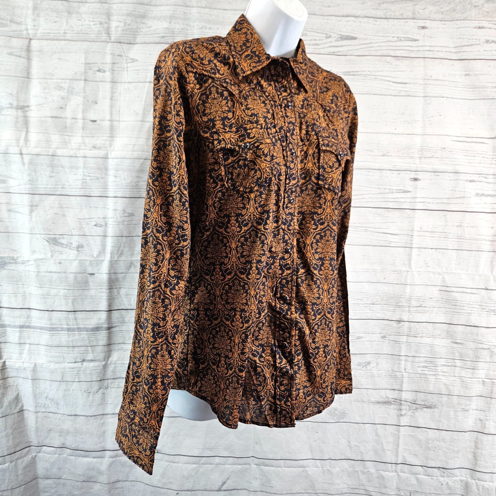 Vintage Cruel Girl Womens Pearl Snap Shirt Sz Medium Brown Floral Long Sleeve Size M / US 6-8 / IT 42-44 - 3 Thumbnail