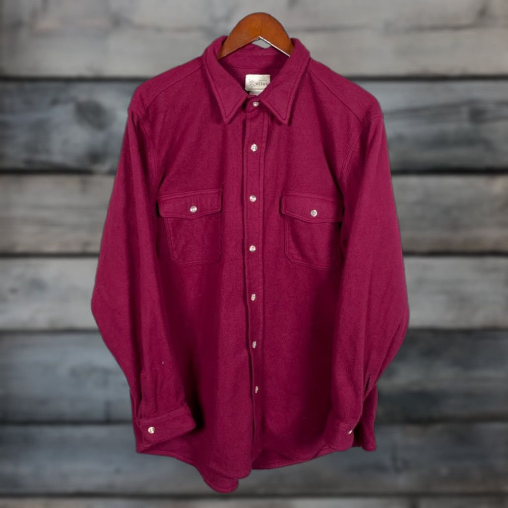 Vintage VINTAGE Melton Shirt Adult XL Dark Red Polartec Fleece Button-Front USA Made Men’s Winter 90s Grunge Retro Size US XL / EU 56 / 4 - 1 Thumbnail