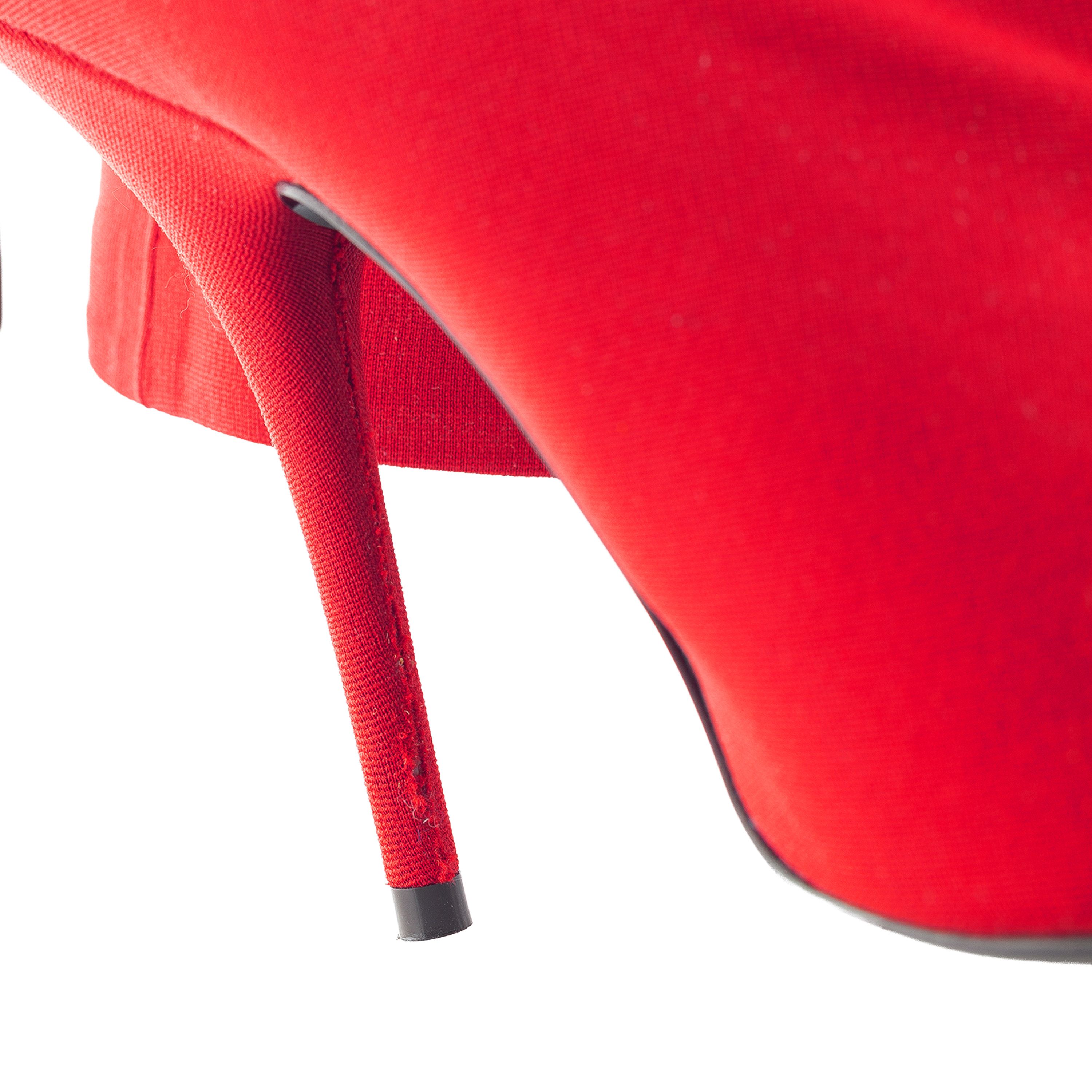 Balenciaga Balenciaga Red Fabric Knife Pointed Toe Sock Mid Calf Boots Size US 7 / IT 37 - 5 Thumbnail