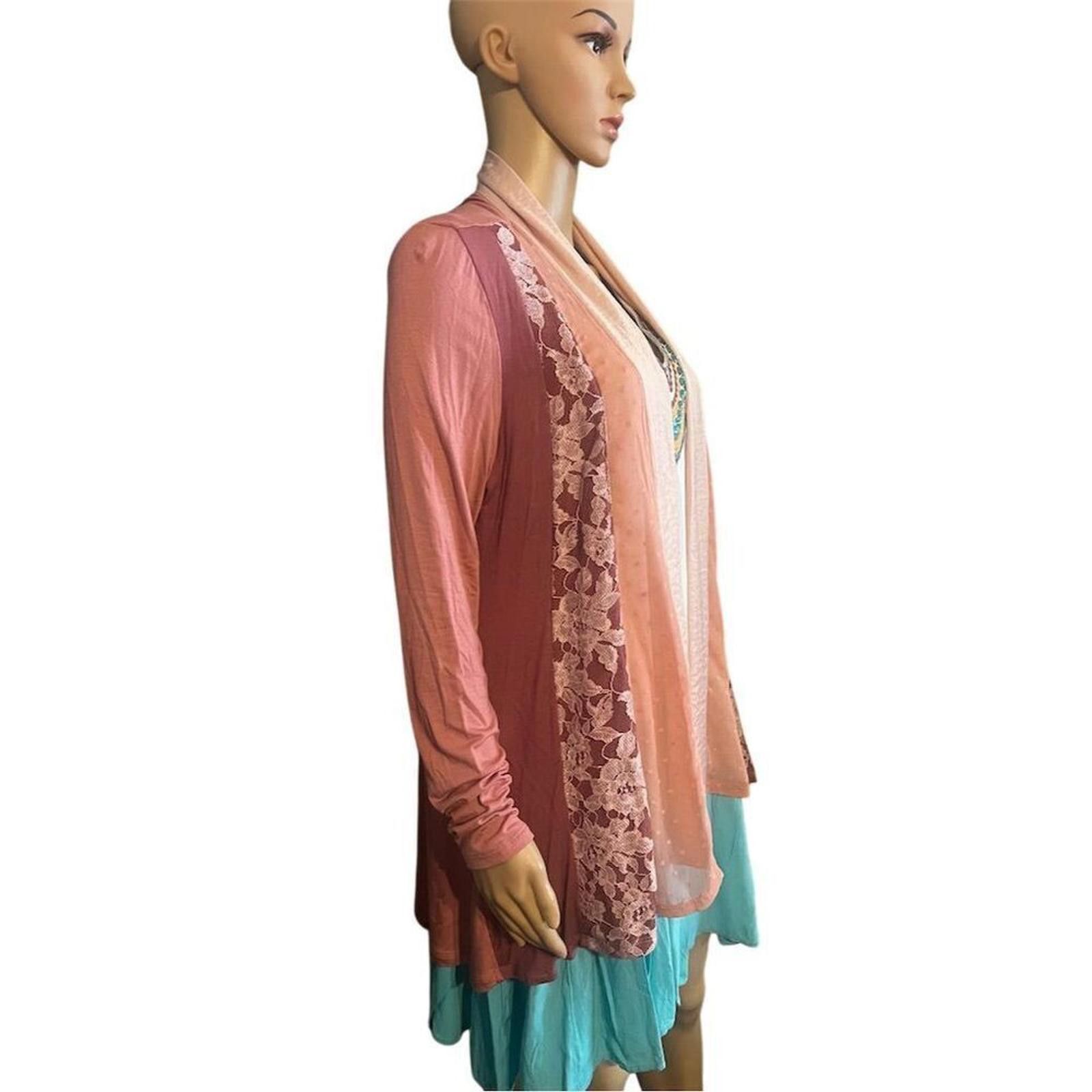Other LOGO by Lori Goldstein Pink Lace Kimono Coatigan Size S Size S / US 4 / IT 40 - 3 Thumbnail