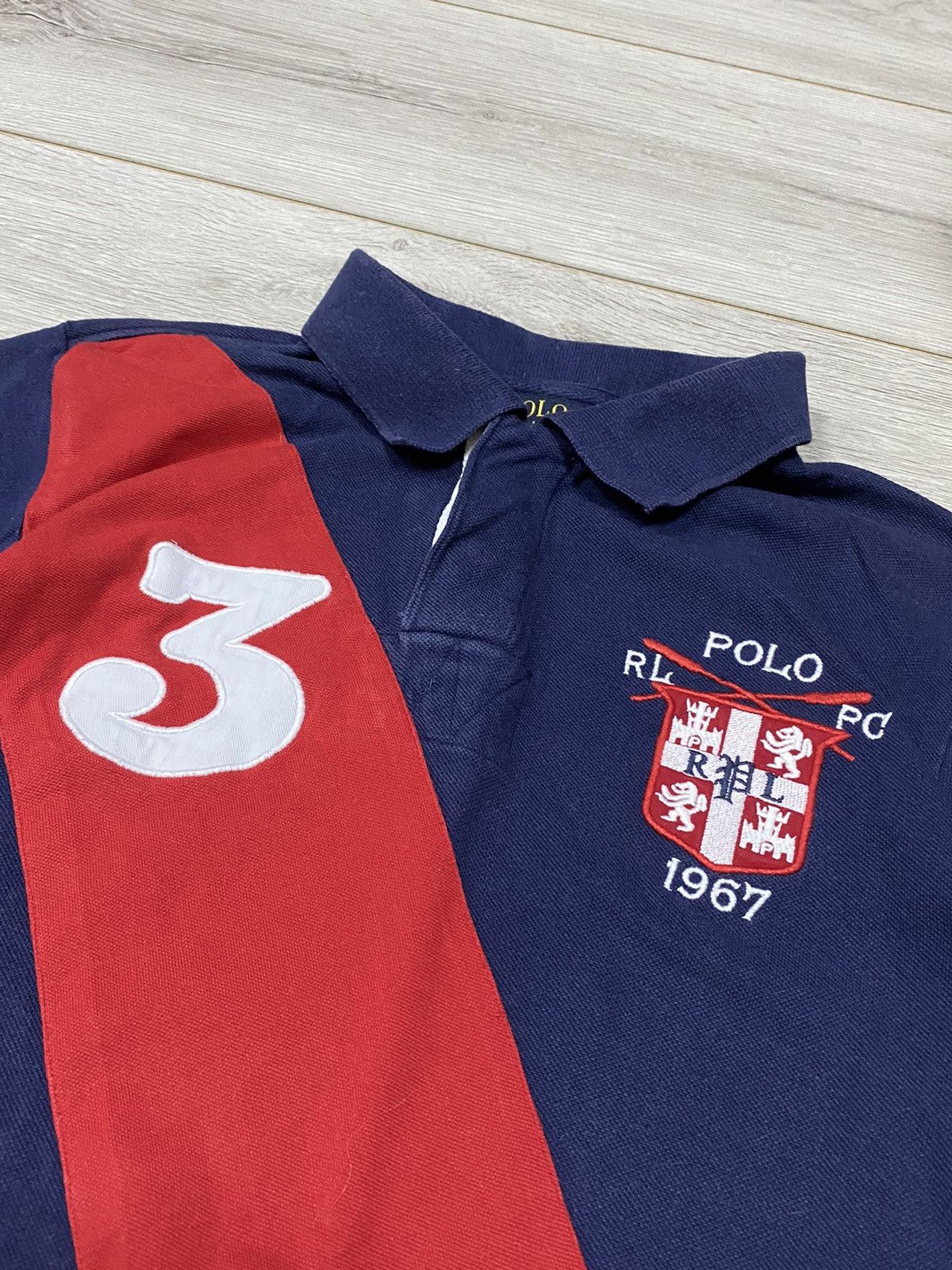 Ralph Lauren Polo Ralph Lauren red stripe 3 rare vintage big embro logo Size US S / EU 44-46 / 1 - 2 Thumbnail
