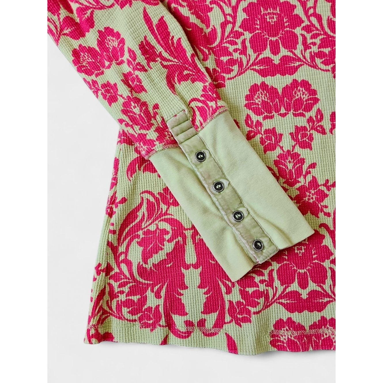 Other Sundance Ribbed Floral Boho Long Sleeve Top in Pink & Mint Size M / US 6-8 / IT 42-44 - 2 Thumbnail
