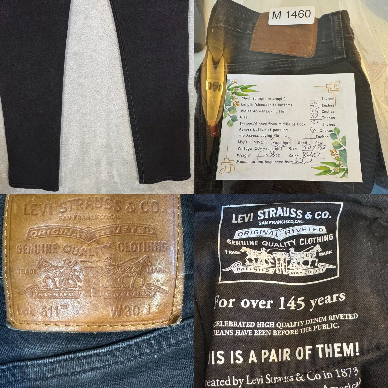 Levi's Levi’s 511 Jeans Men’s 30 x 32 Blue Denim Stretch Medium Wash Straight Leg Jeans Size US 30 / EU 46 - 8 Thumbnail