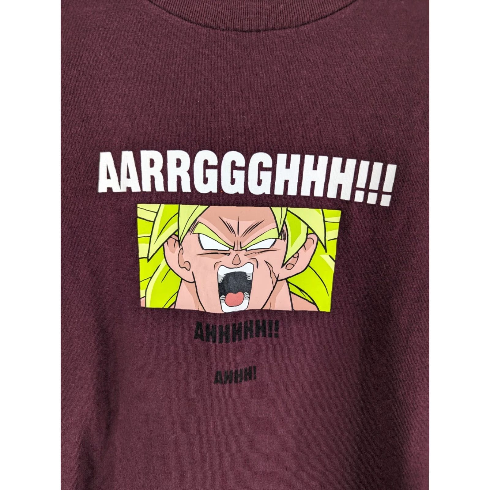 Uniqlo VINTAGE Uniqlo T-Shirt Dragon Ball Maroon XS Men Short Sleeve Halloween AARRGGGHHH!!! Dragon Ball Super Broly Mens XS Maroon T-Shirt Size US XS / EU 42 / 0 - 2 Thumbnail
