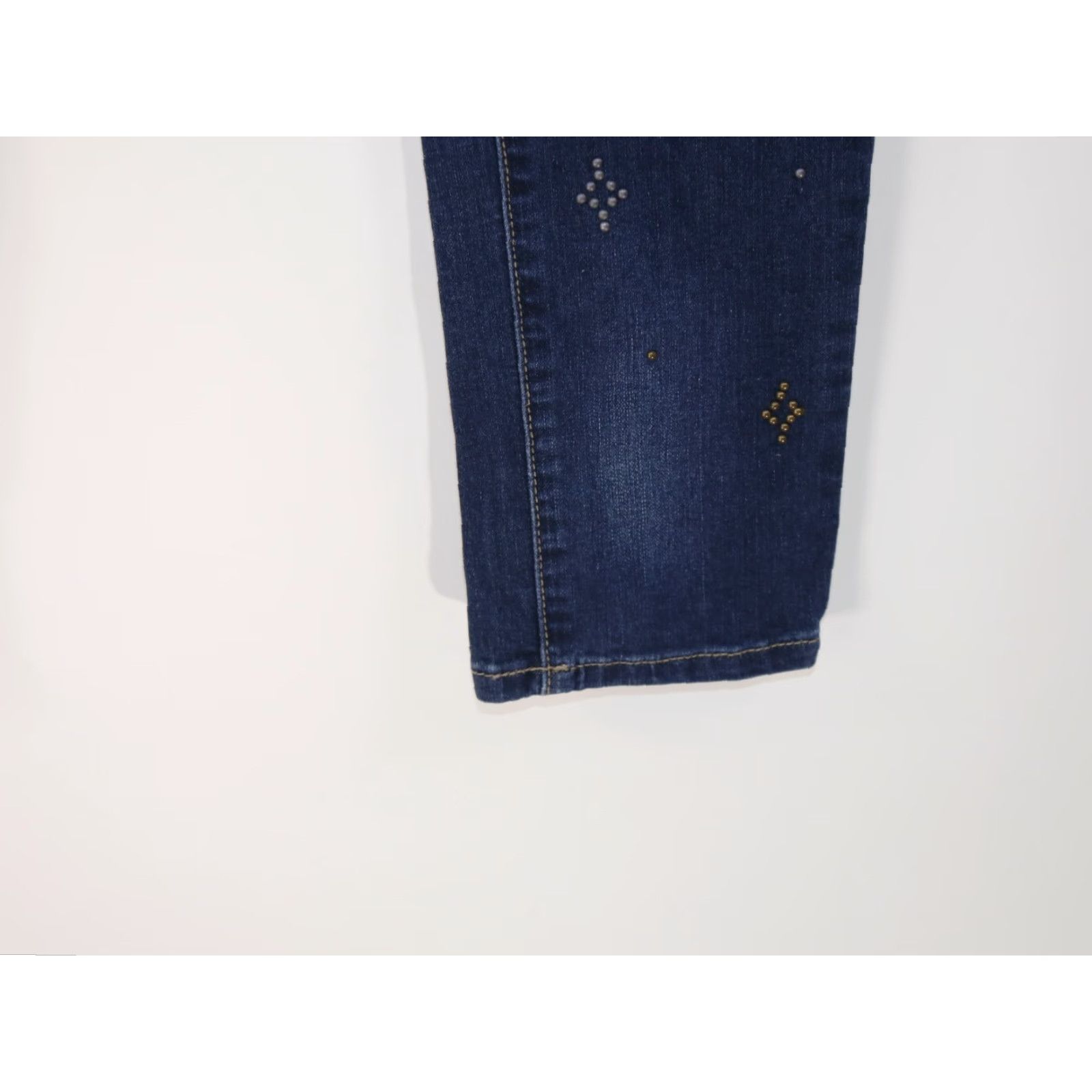 Vintage Contemporary Brass Beaded Skinny Denim Jeans High RiseWomen's 2 28X30 Dark Wash Size 28" / US 6 / IT 42 - 3 Thumbnail