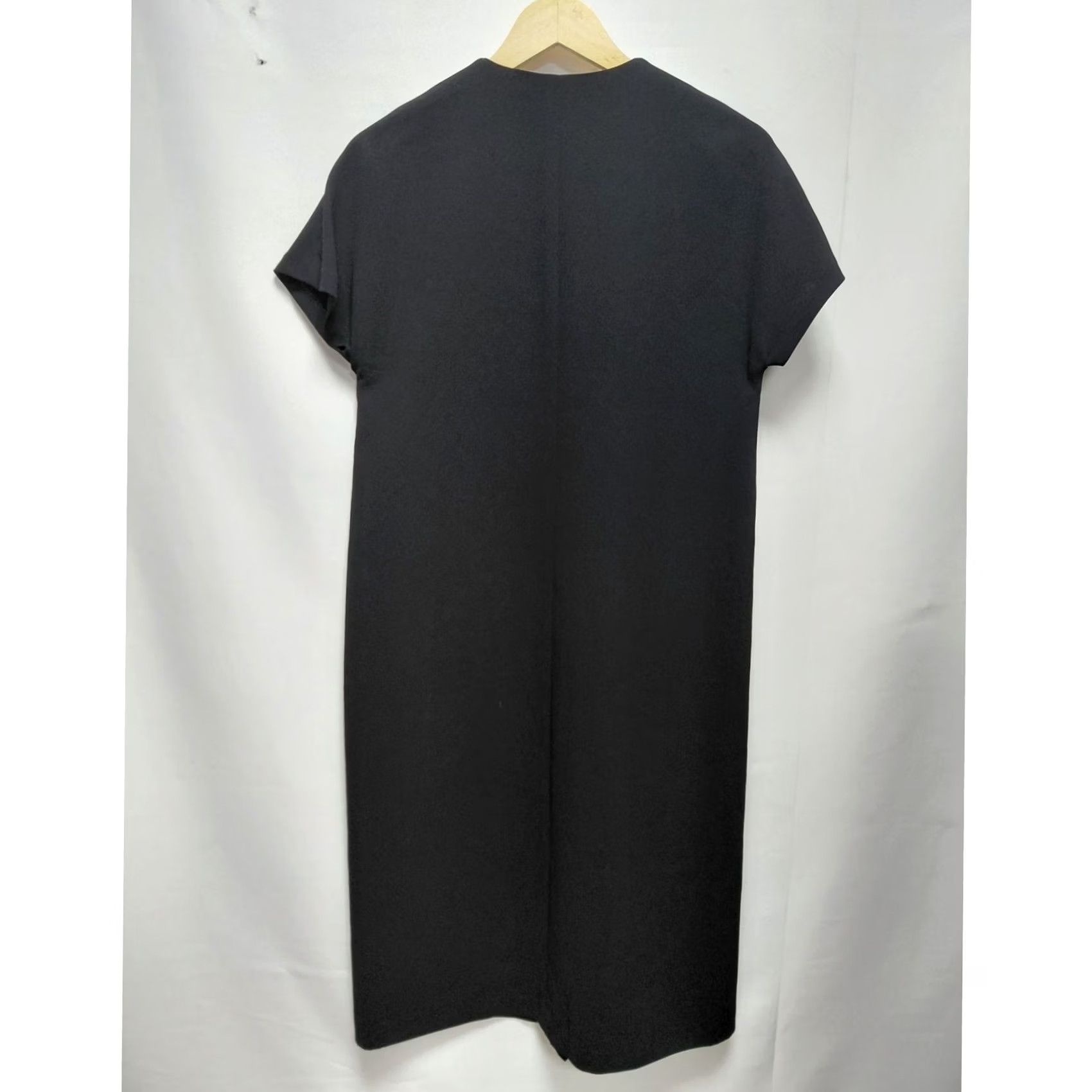 Vintage PORTER GREY Black Dress Solid Short Sleeve Knee Length Women Size S Size 28" / US 6 / IT 42 - 2 Thumbnail