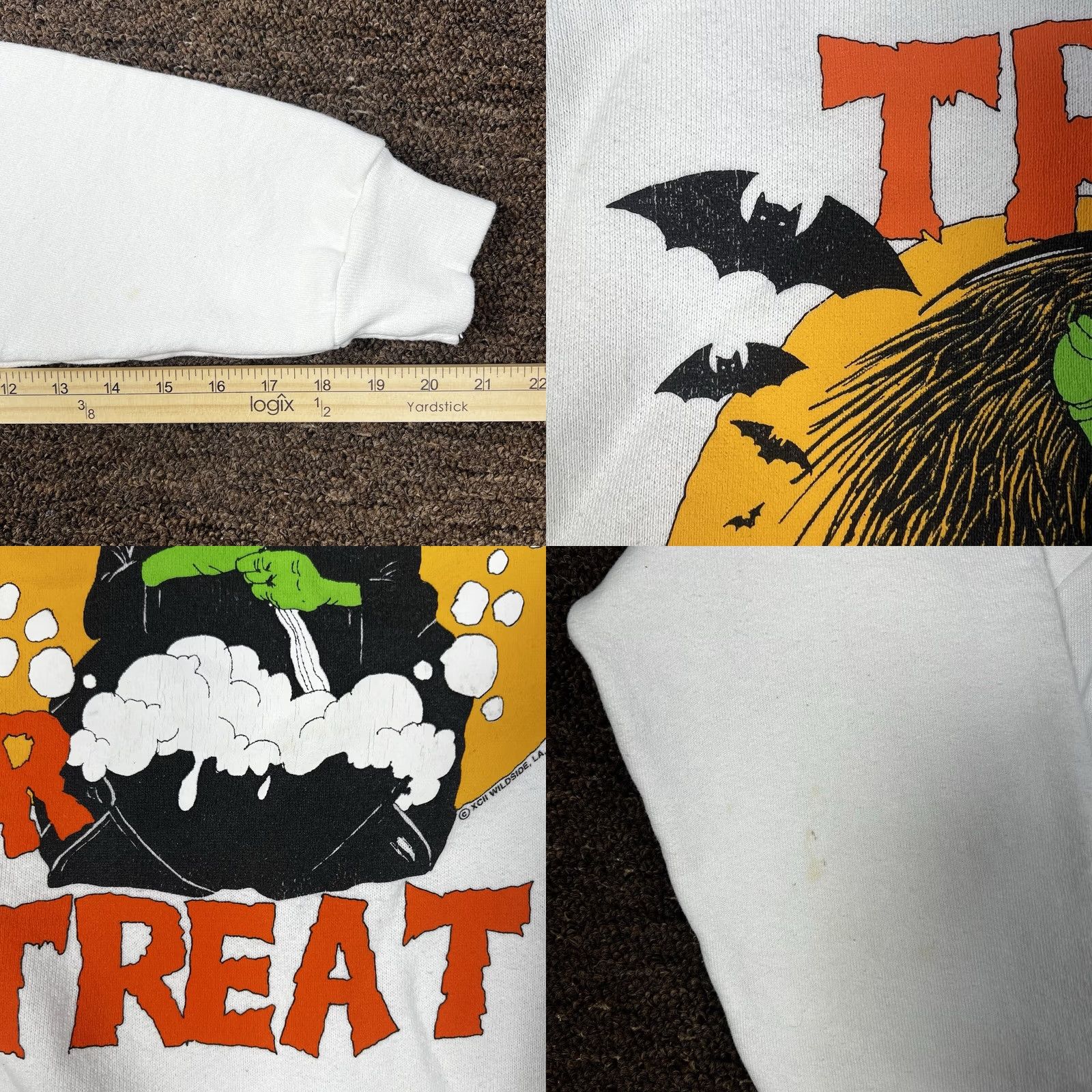Hanes VINTAGE 90s Halloween Witch Graphic Crewneck Sweatshirt Large Hanes 50/50 White Mens Sweatshirt Size US L / EU 52-54 / 3 - 8 Thumbnail