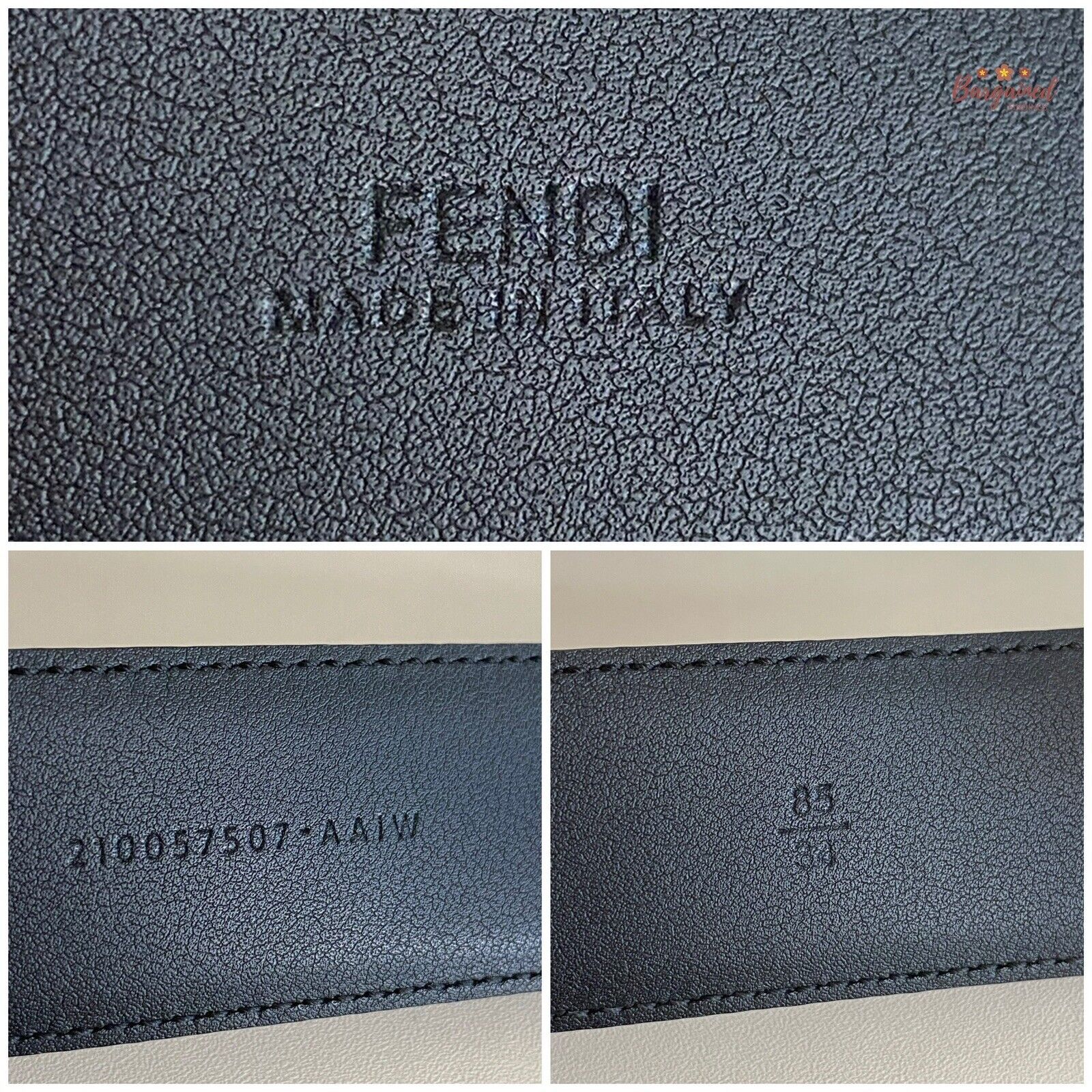 Fendi Fendi Black Calfskin Leather Gold FF Buckle Belt Size 30 - 5 Thumbnail