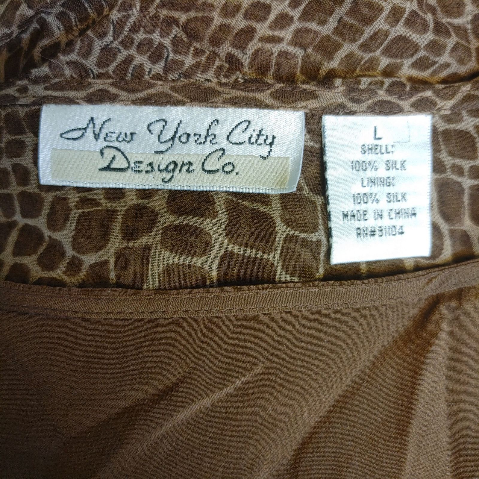 Other New York City Design Co Women's L Brown Animal Print Blouse Size L / US 10 / IT 46 - 3 Thumbnail