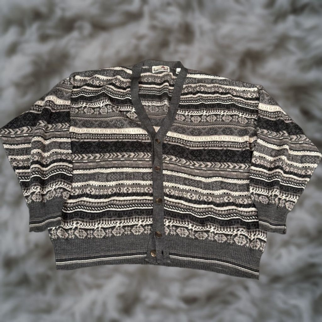 Vintage VINTAGE Florence Tricot Cardigan Sweater Mens XL Tall Wool Acrylic Italy Size US XL / EU 56 / 4 - 1 Thumbnail
