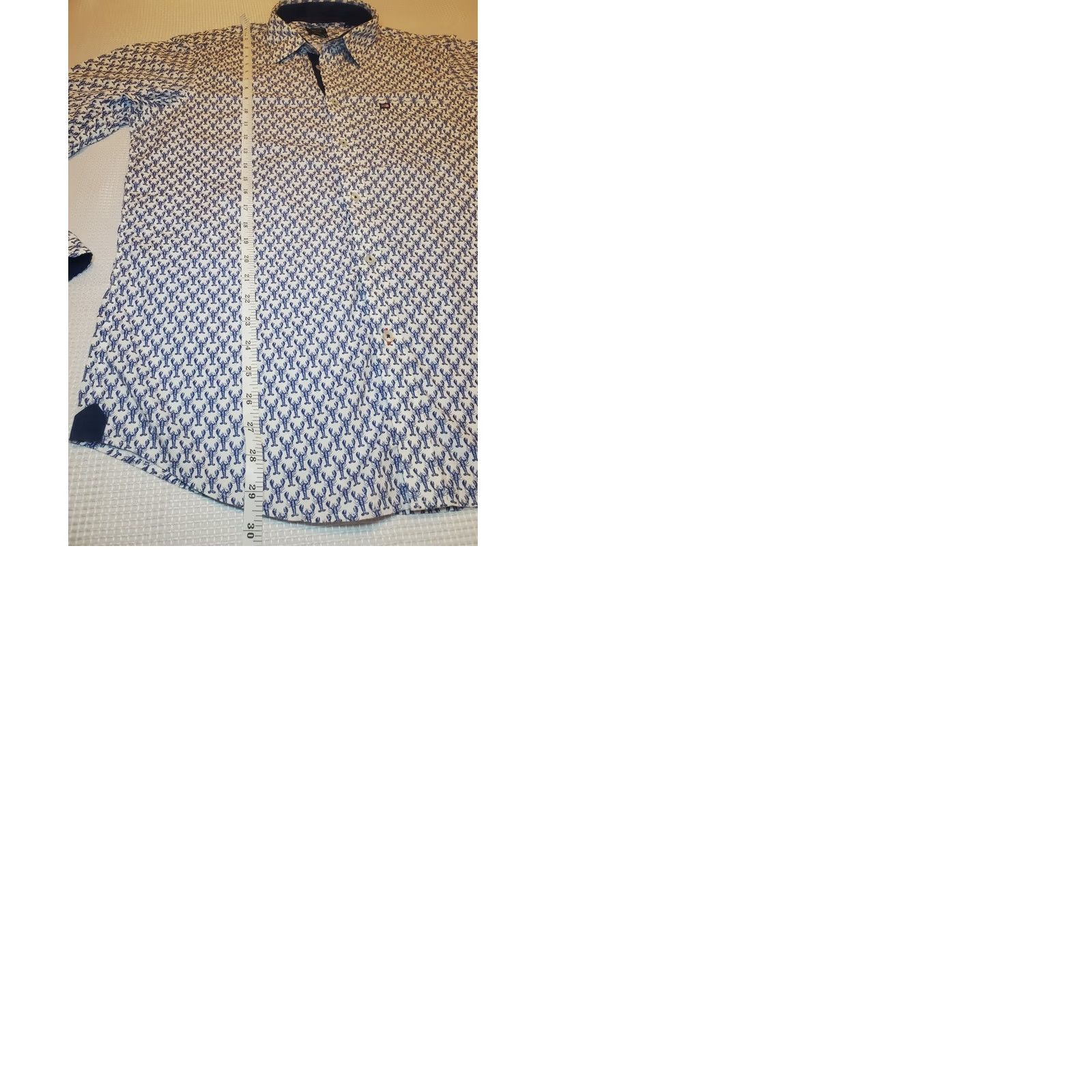 Arrow Arrow Sport Shirt Mens Medium Blue Long Sleeve Button Up Lobster Print Size US XL / EU 56 / 4 - 9 Thumbnail