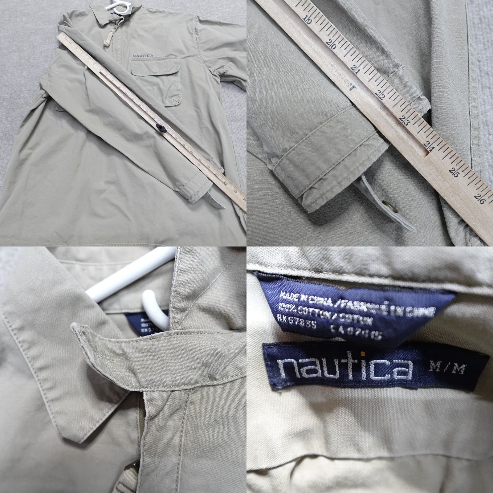 Nautica VINTAGE Nautica Shirt Men Large Beige Canvas Double-Sided Snap Button Up Collared Button-Down Long Sleeve Size US L / EU 52-54 / 3 - 8 Thumbnail