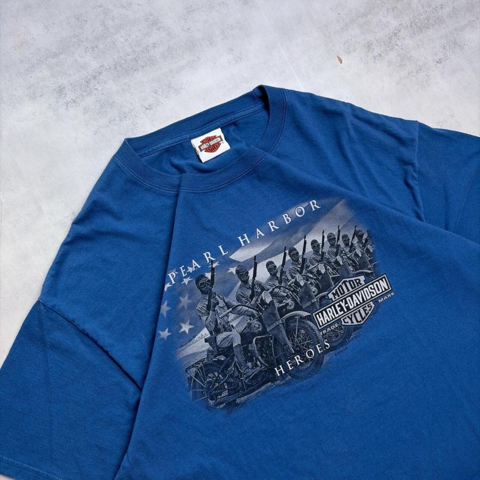 Harley Davidson Y2K Blue Harley Davidson Grunge Pearl Harbor Biker T-Shirt Size US XL / EU 56 / 4 - 7 Thumbnail
