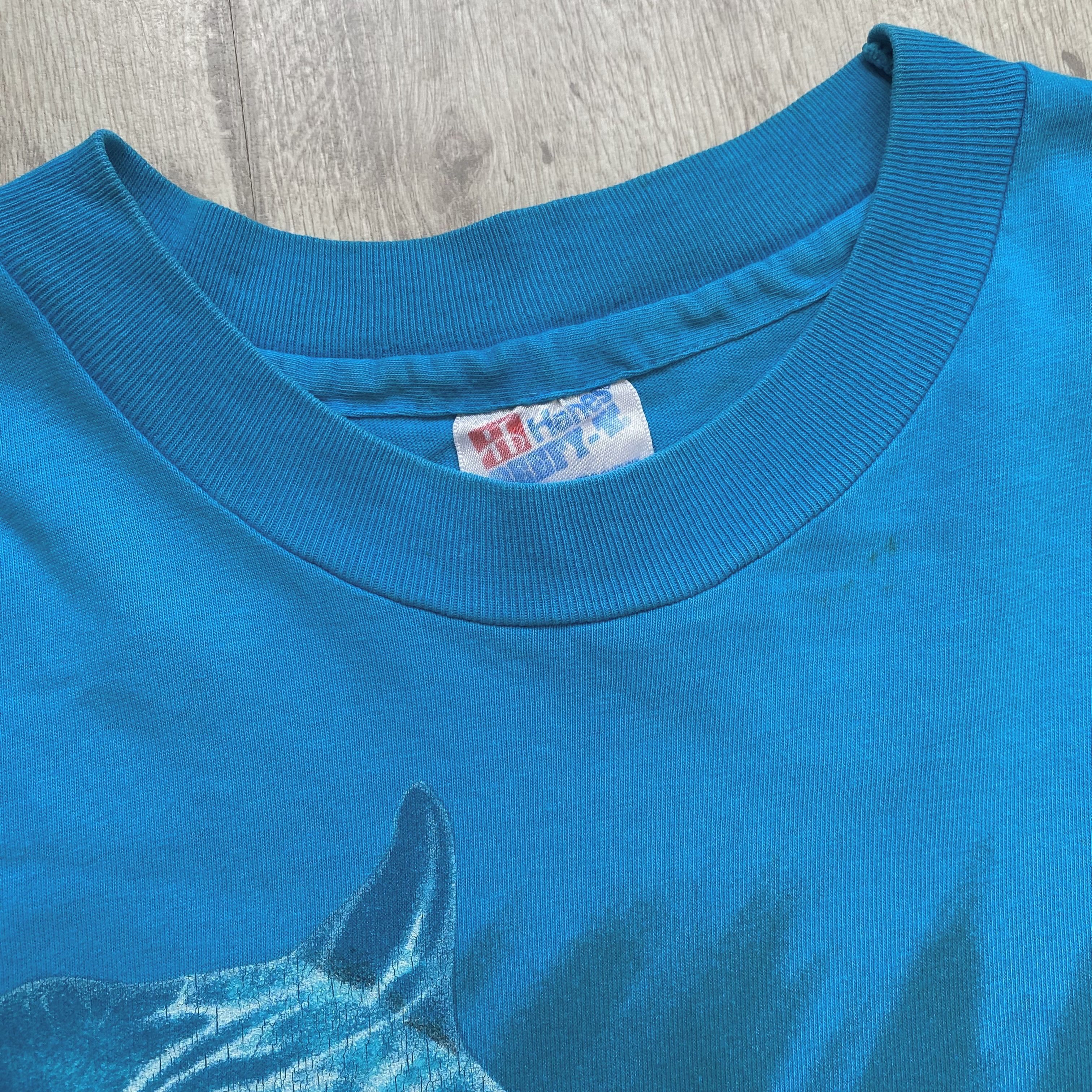 Hanes 🐬 Vintage 92s USA Boston Dolphins Logo tee Animal Harlequin Size US XL / EU 56 / 4 - 4 Thumbnail