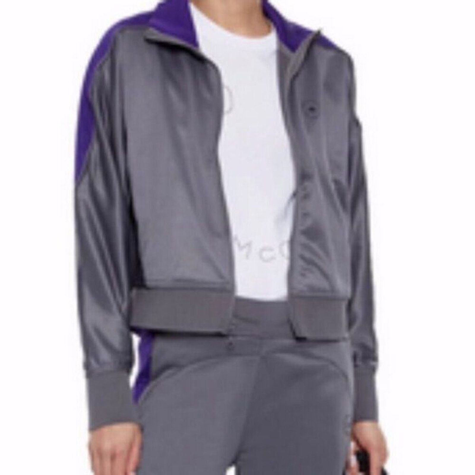 Adidas × Stella McCartney Adidas by Stella McCartney Printed fleece track jacket grey Size M / US 6-8 / IT 42-44 - 2 Thumbnail