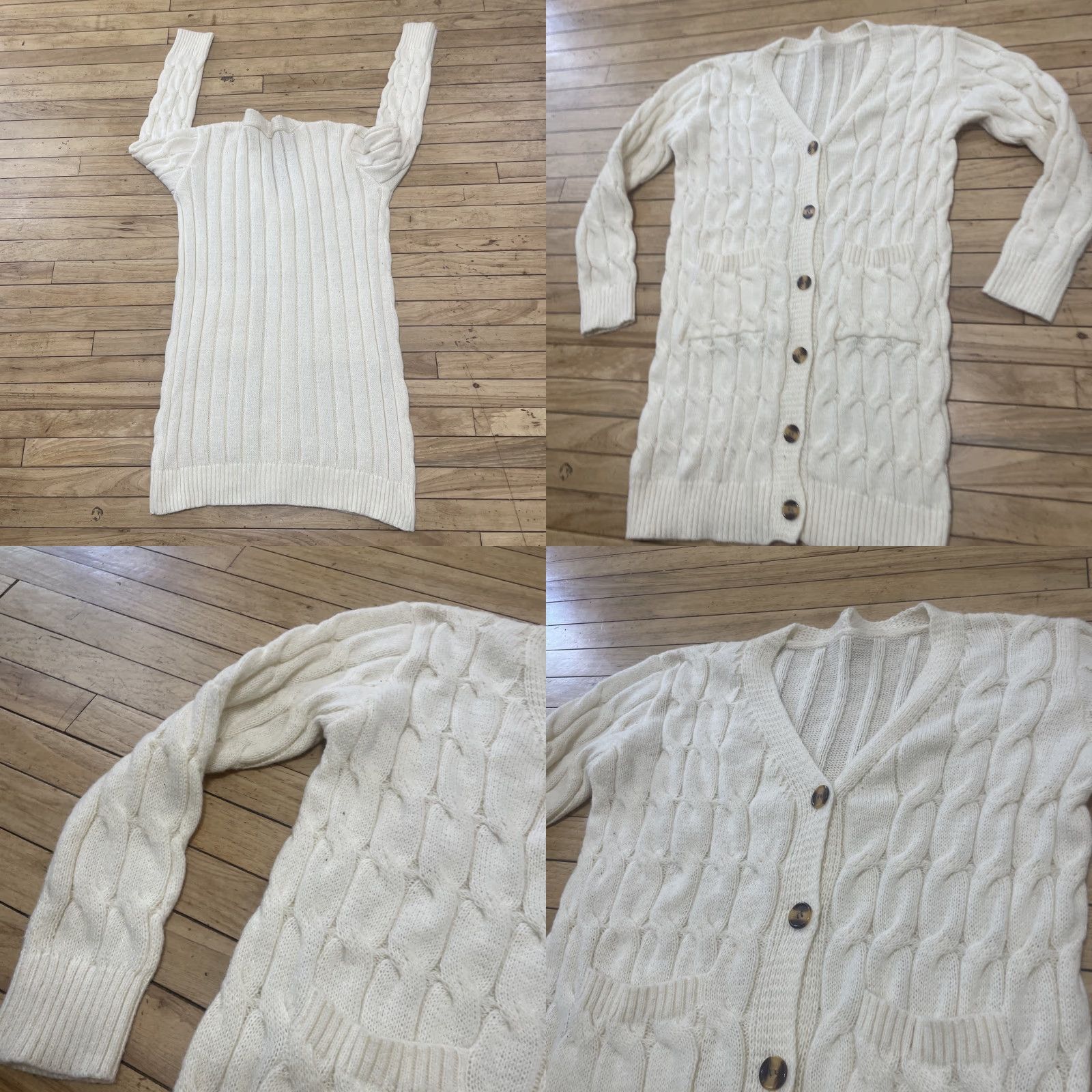 Vintage VINTAGE Cardigan Sweater Dress Women L Cream Old Money Minimal Button Front Chore Pocket 90s Knit Winter Fall Mens Womens Boys Girls Size L / US 10 / IT 46 - 10 Thumbnail