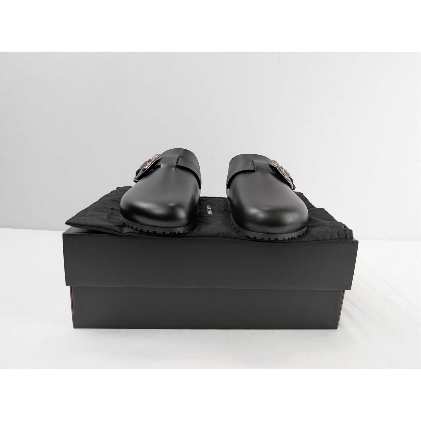 Saint Laurent Paris o1rshd1 Silver Buc San Holster Slipper Sandal in Nero Size US 8 / EU 41 - 19 Thumbnail