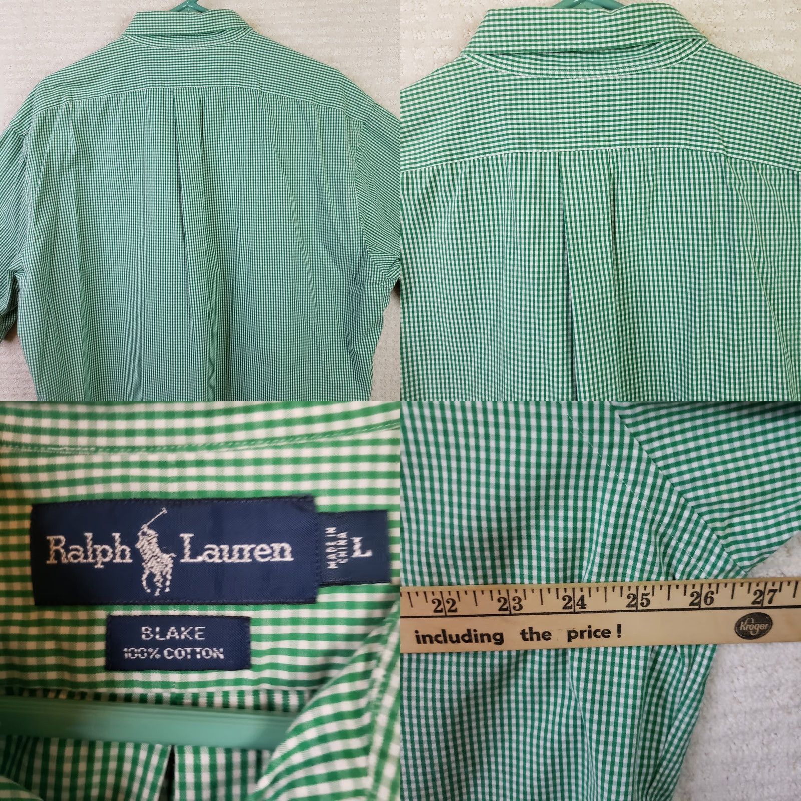 Ralph Lauren Ralph Lauren Button-Down Blake Shirt Men L Green Check Cotton Short Sleeve Button-Up Shirt Size US L / EU 52-54 / 3 - 8 Thumbnail